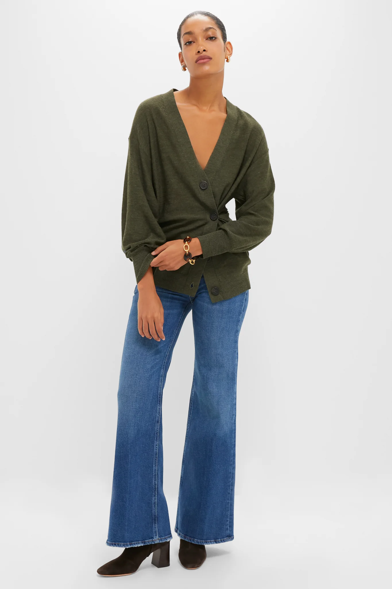 Olive Drippy Tissue Cardigan - Image 6