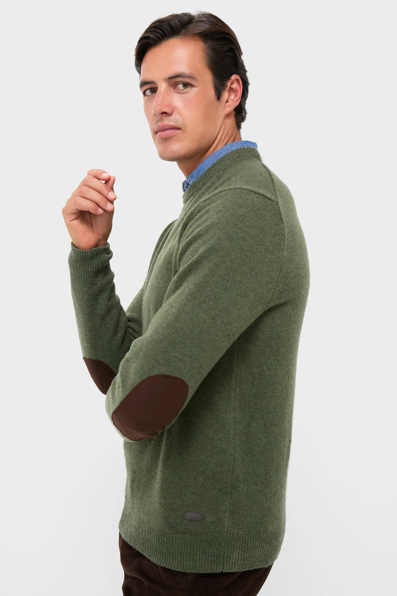 Olive Essential Patch Crew Neck Sweater - Image 3