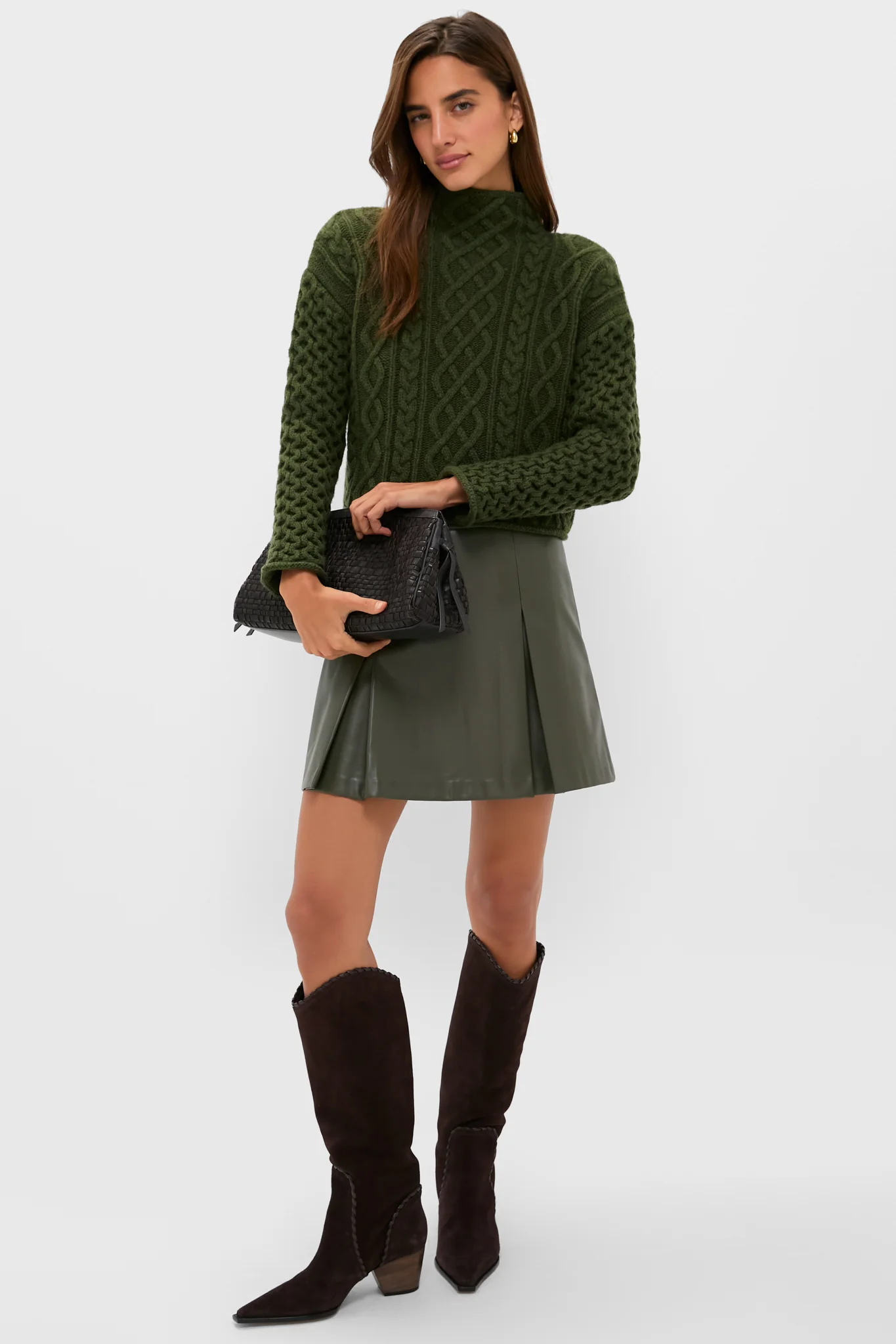 Olive Faux Leather Phillips Skirt - Image 2