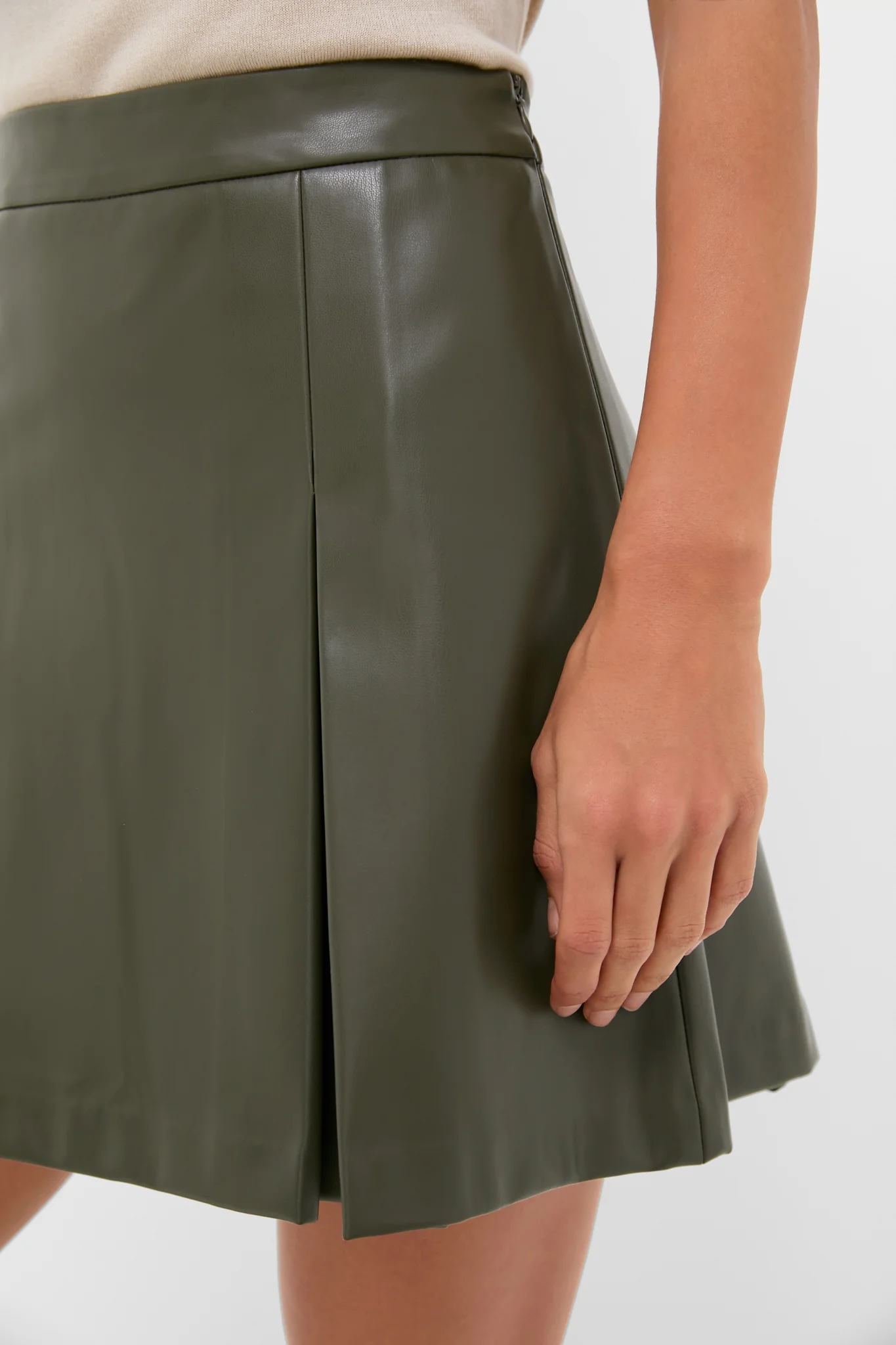 Olive Faux Leather Phillips Skirt - Image 5