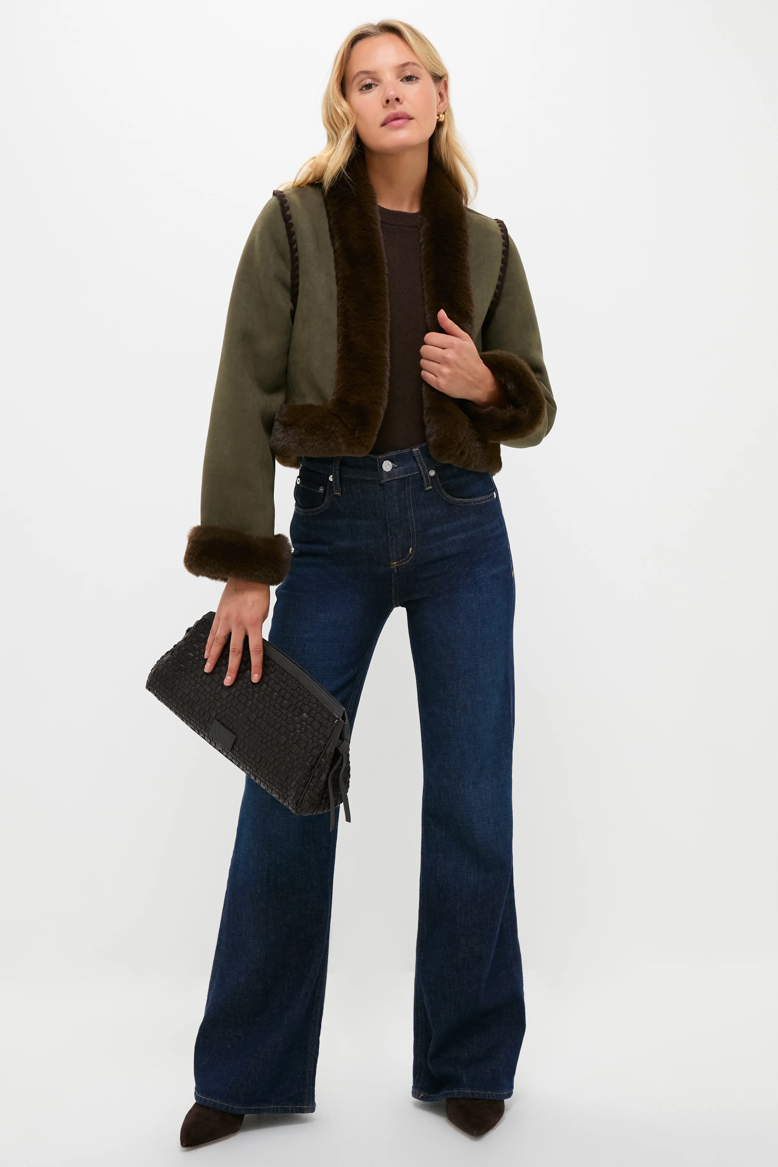 Olive Faux Suede & Fur Harding Jacket - Image 2