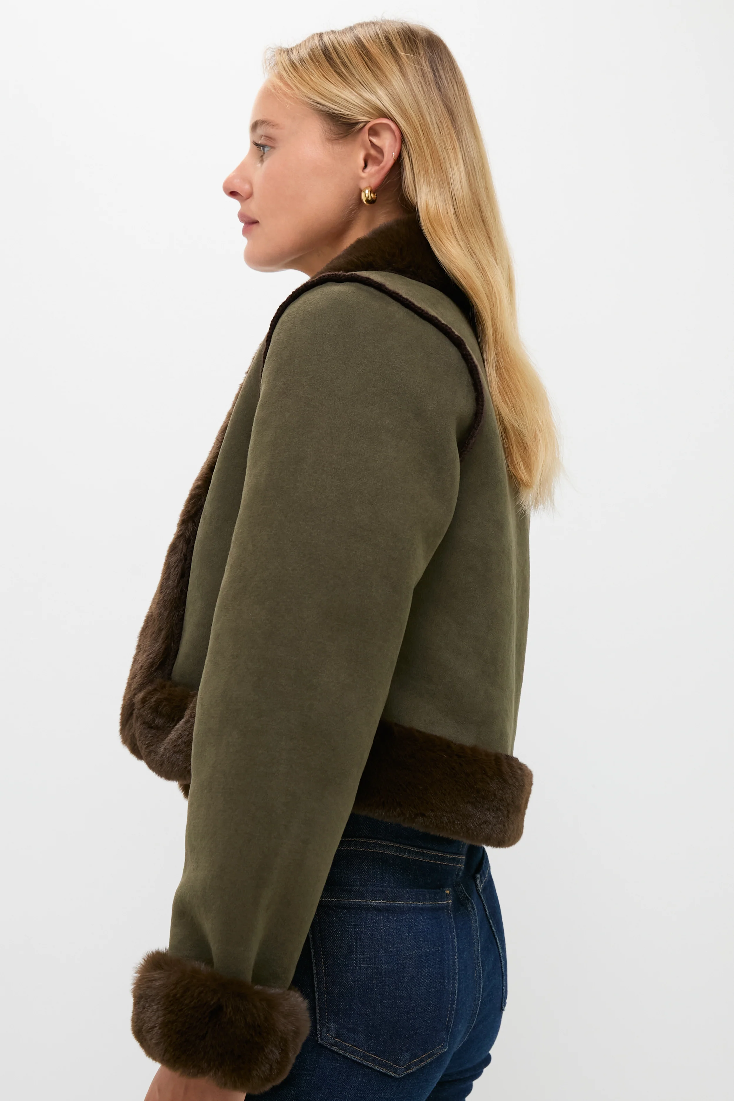 Olive Faux Suede & Fur Harding Jacket - Image 3
