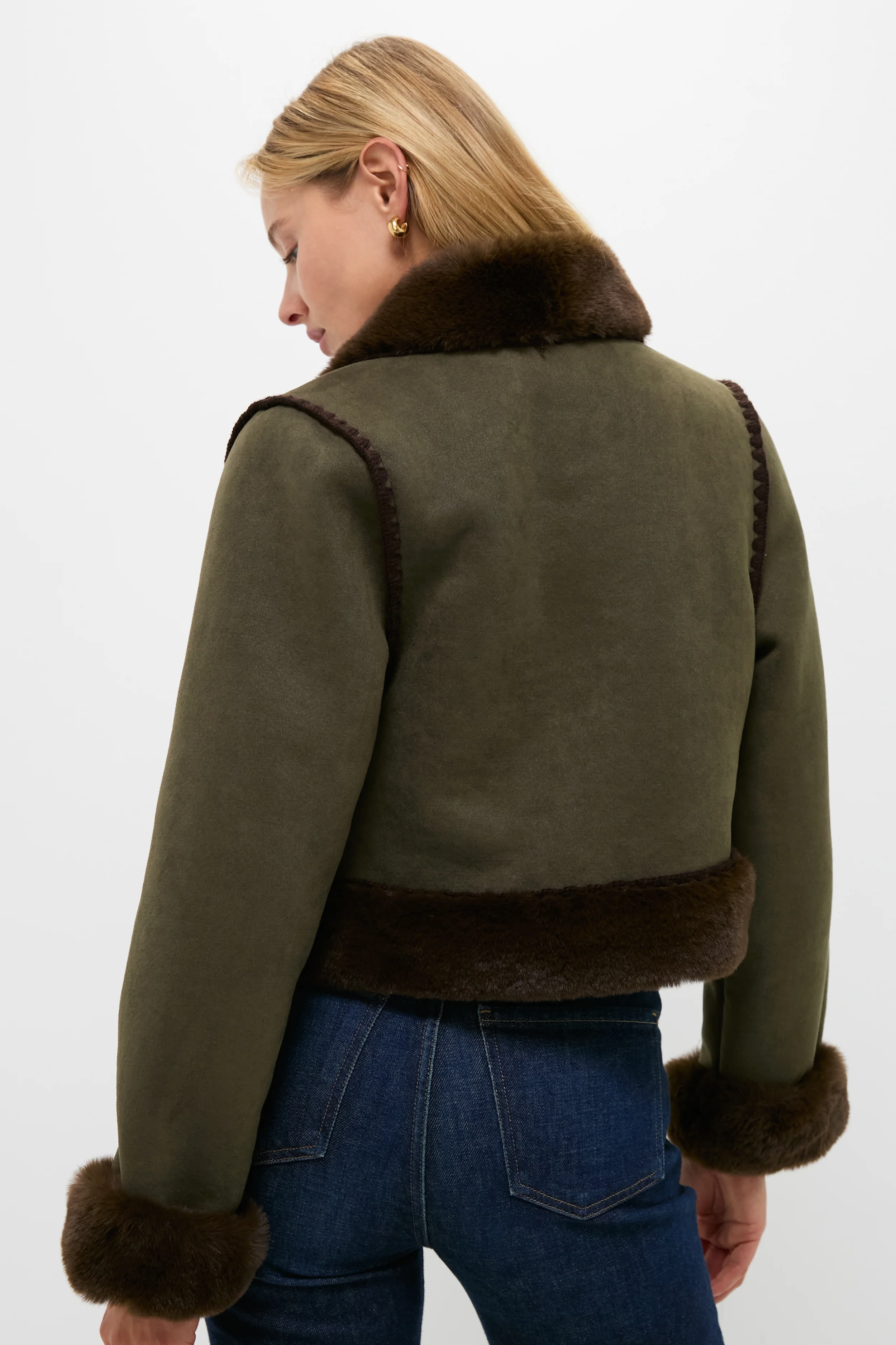 Olive Faux Suede & Fur Harding Jacket - Image 4