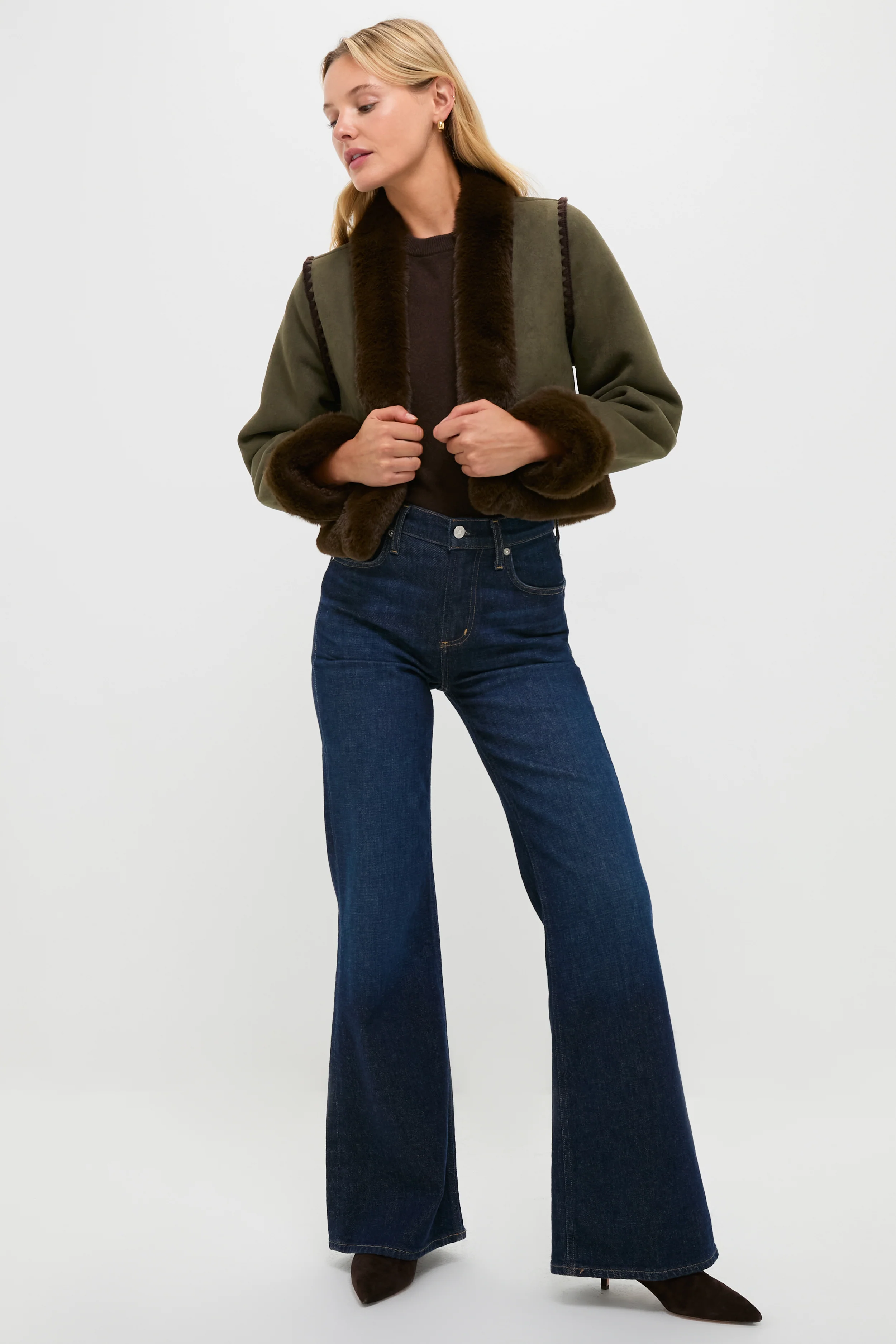 Olive Faux Suede & Fur Harding Jacket - Image 6
