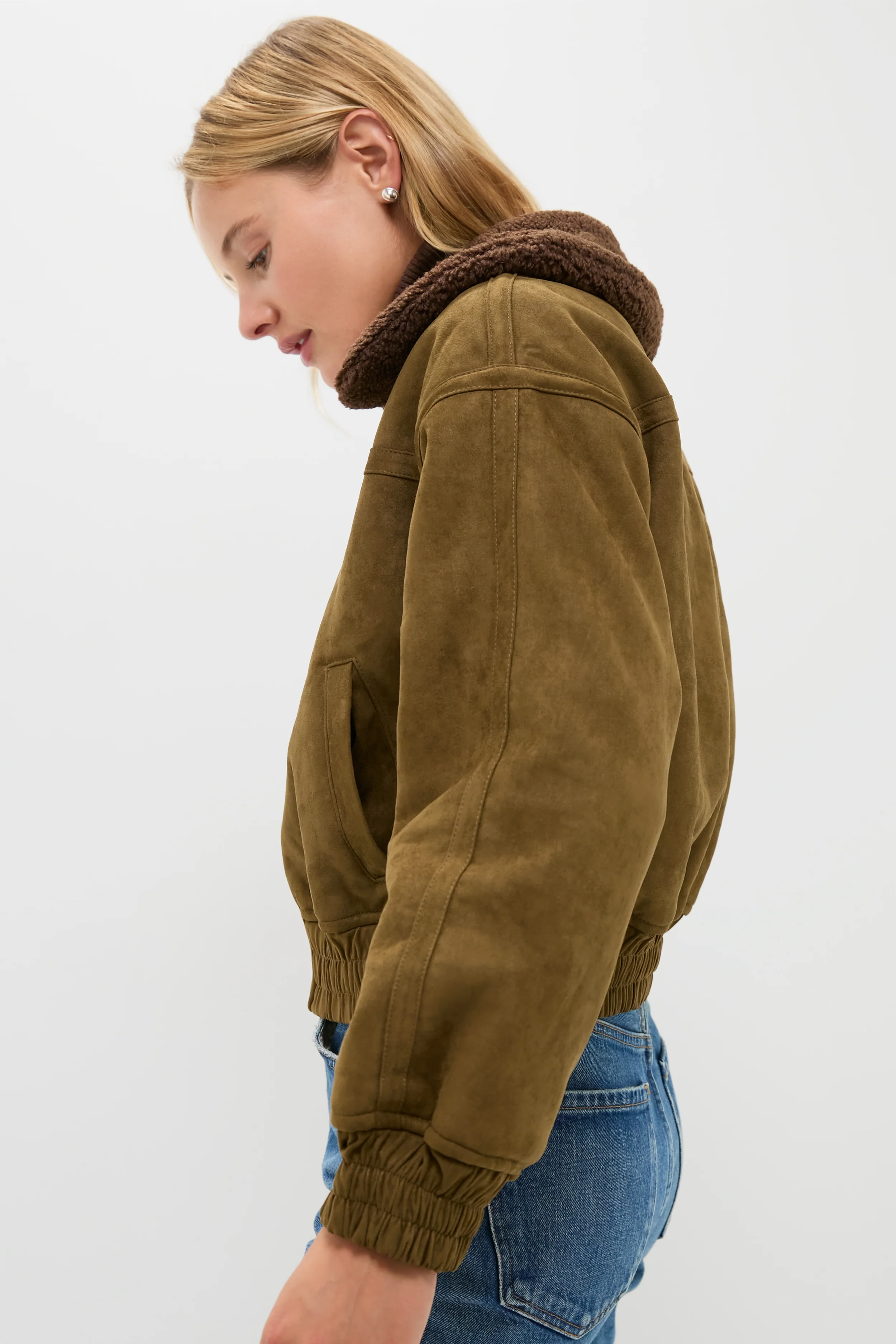 Olive Fur Collar Coat - Image 3
