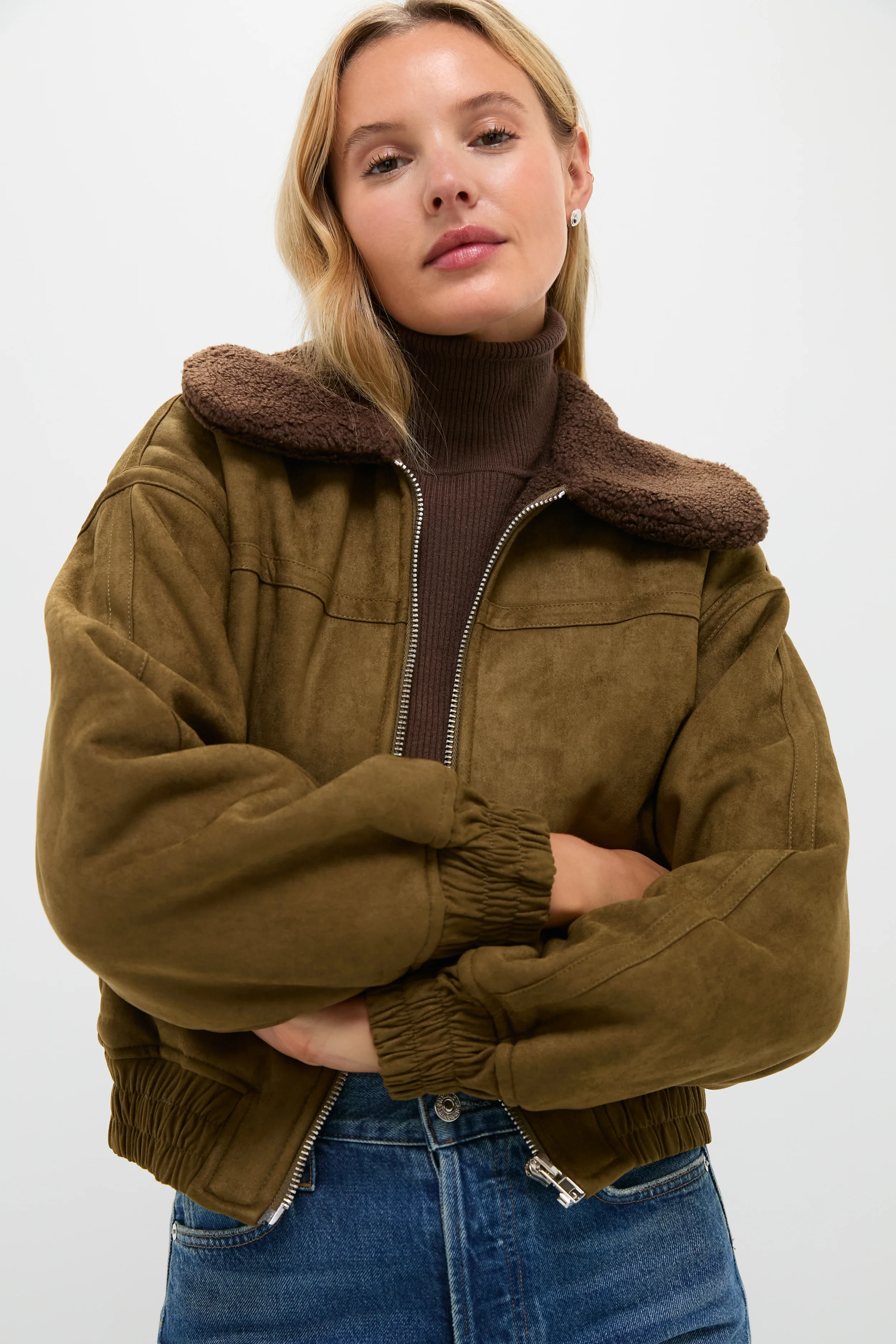 Olive Fur Collar Coat - Image 7