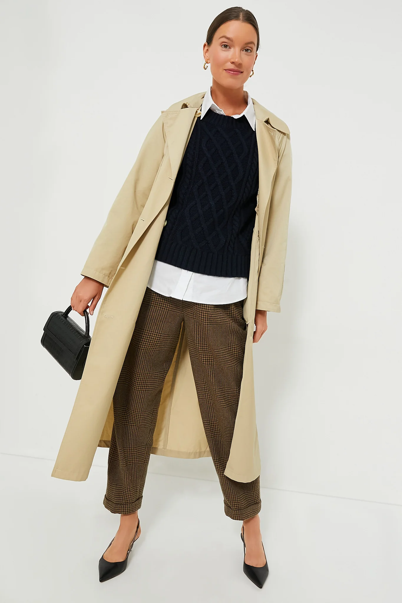 Olive Glen Check Cropped Trouser - Image 2