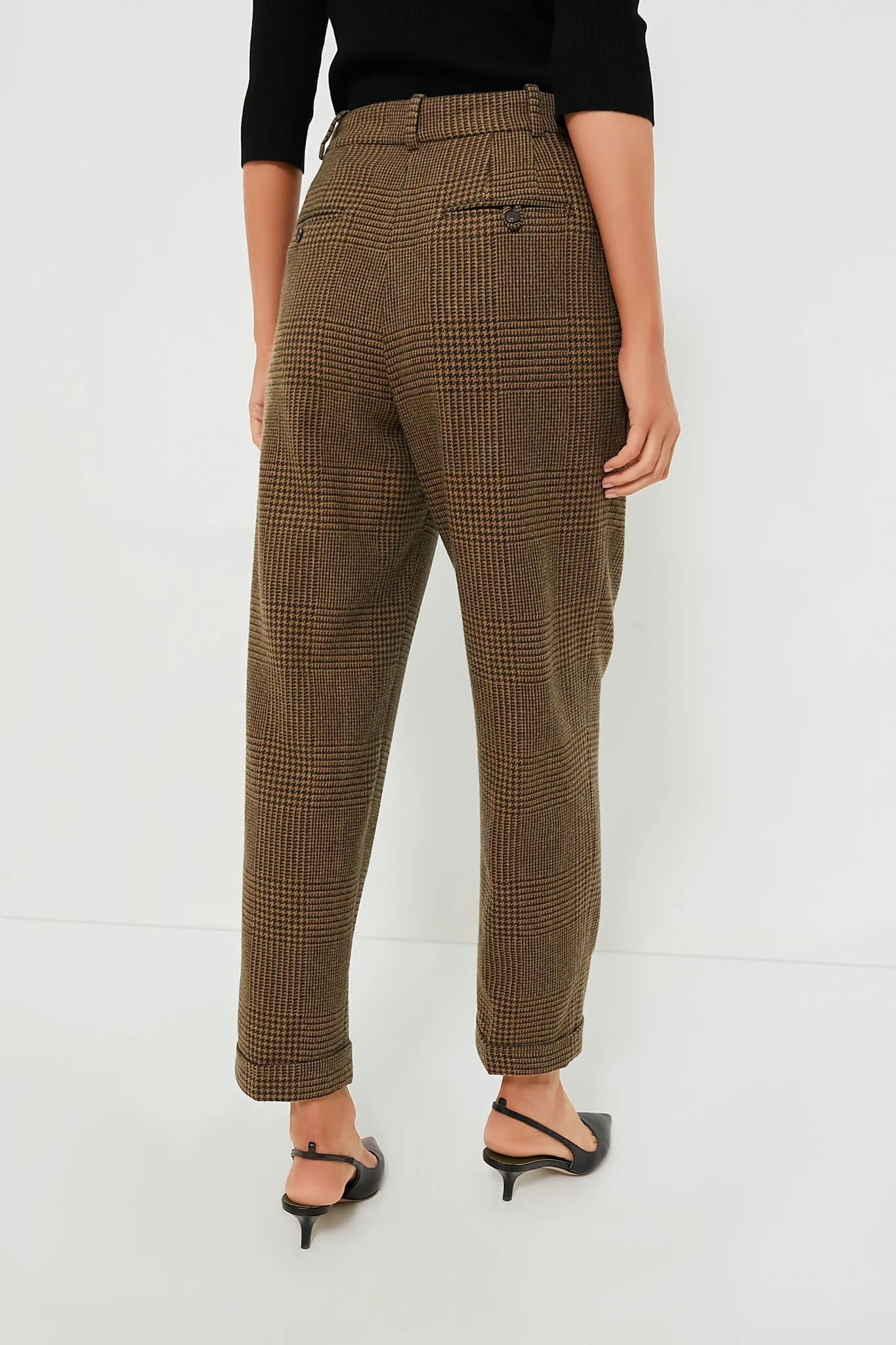 Olive Glen Check Cropped Trouser - Image 4