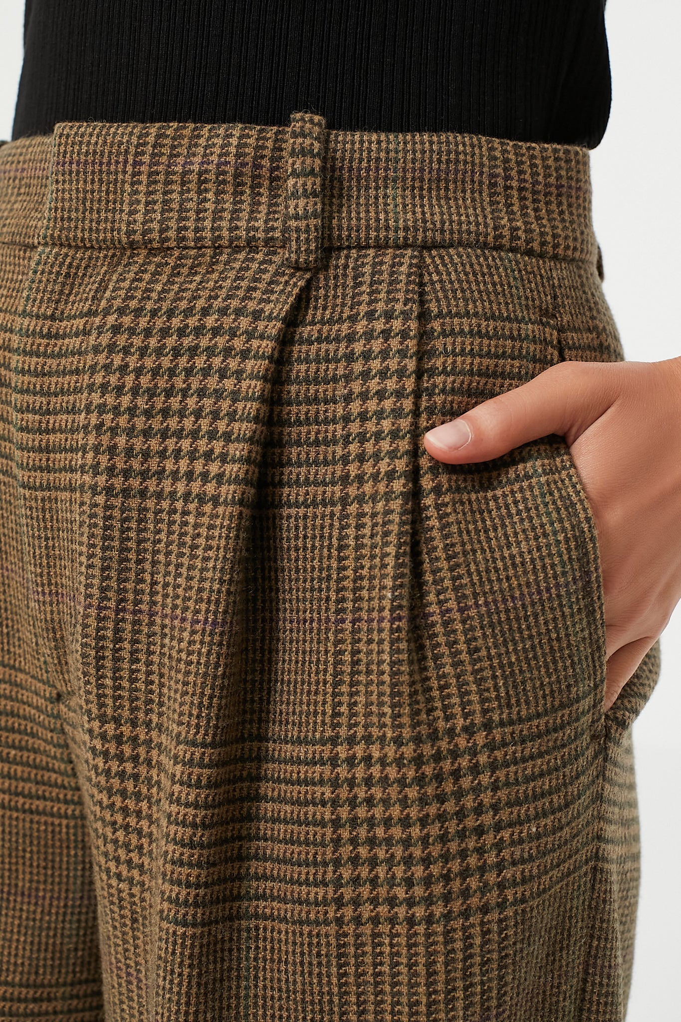 Olive Glen Check Cropped Trouser - Image 5