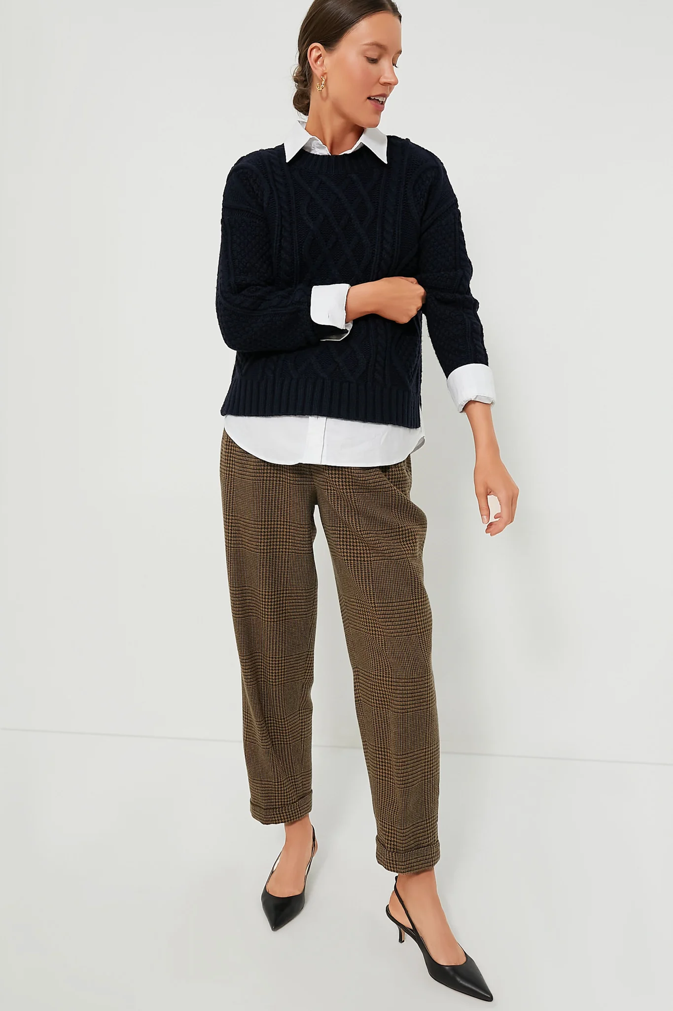 Olive Glen Check Cropped Trouser - Image 6