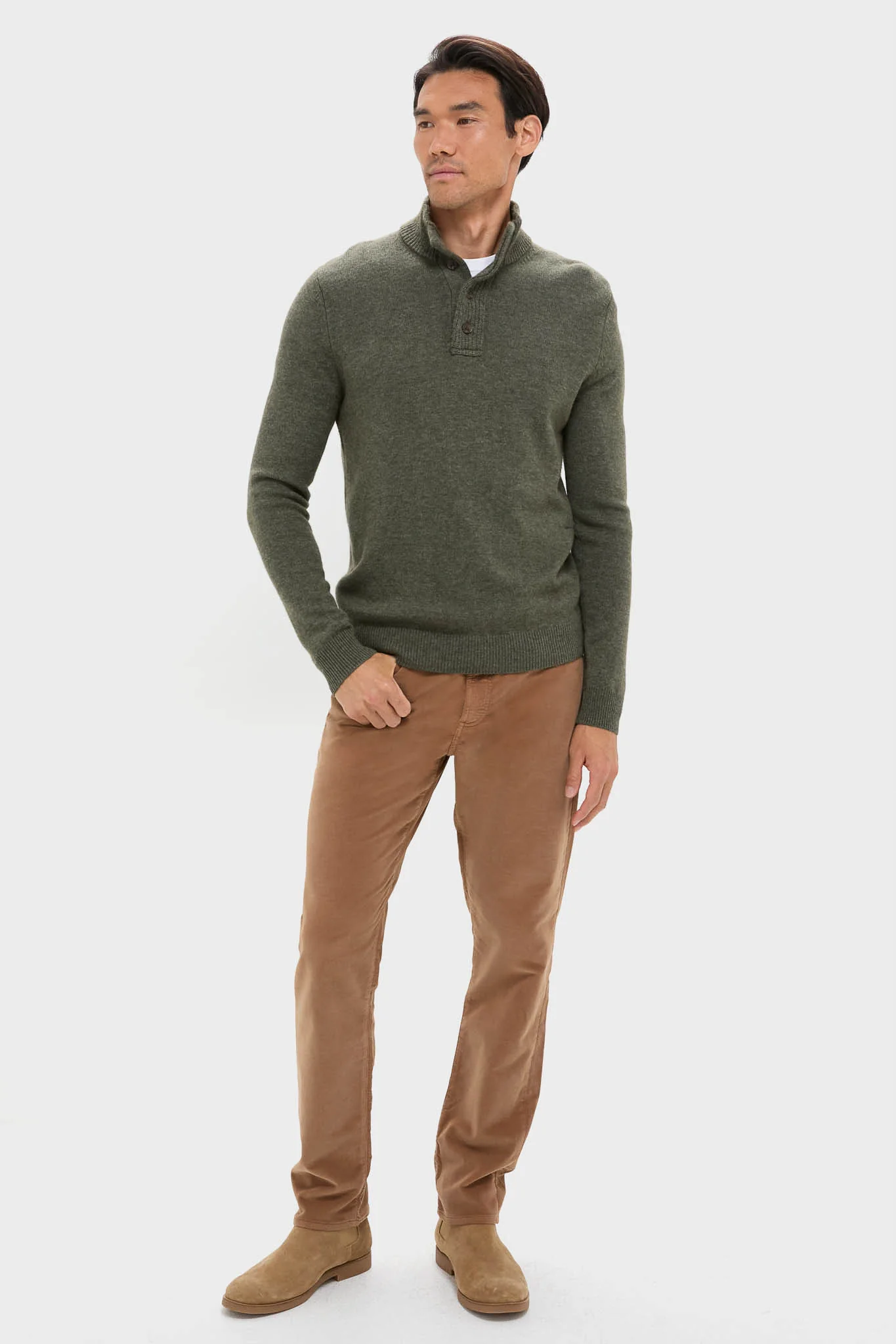 Olive Green Cashmere Wool Button-Up - Image 3
