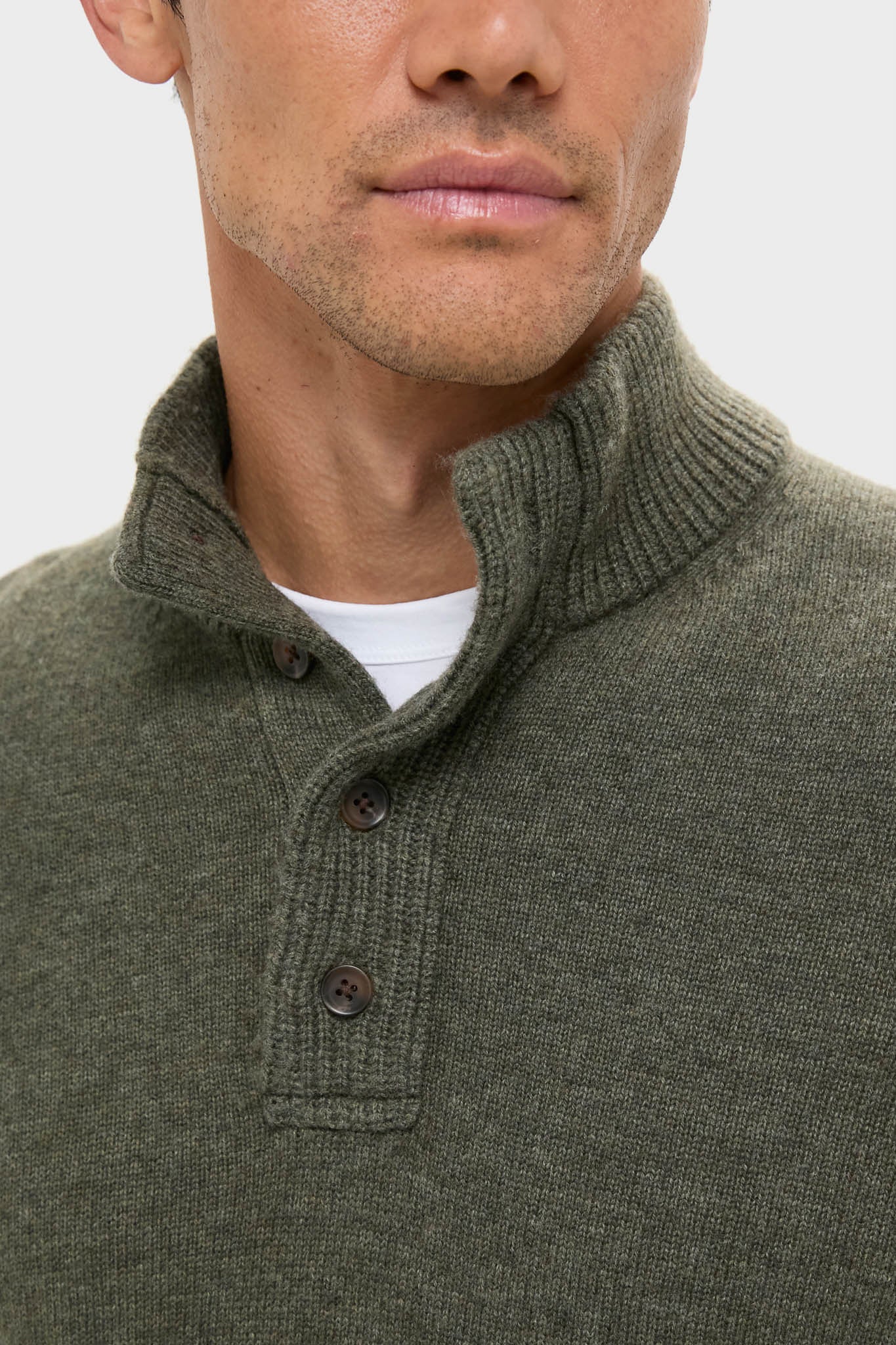 Olive Green Cashmere Wool Button-Up - Image 6