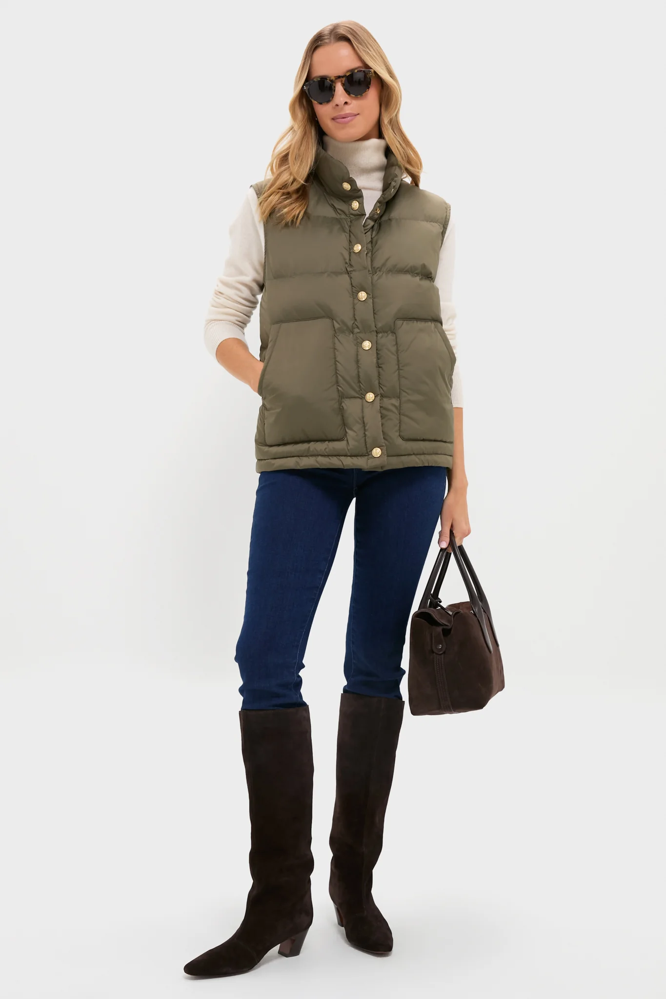 Olive Green Inez Puffer Vest - Image 2
