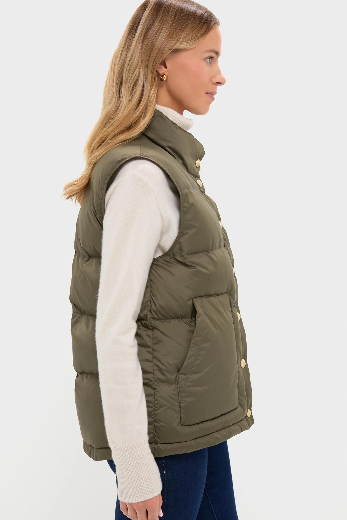 Olive Green Inez Puffer Vest - Image 3
