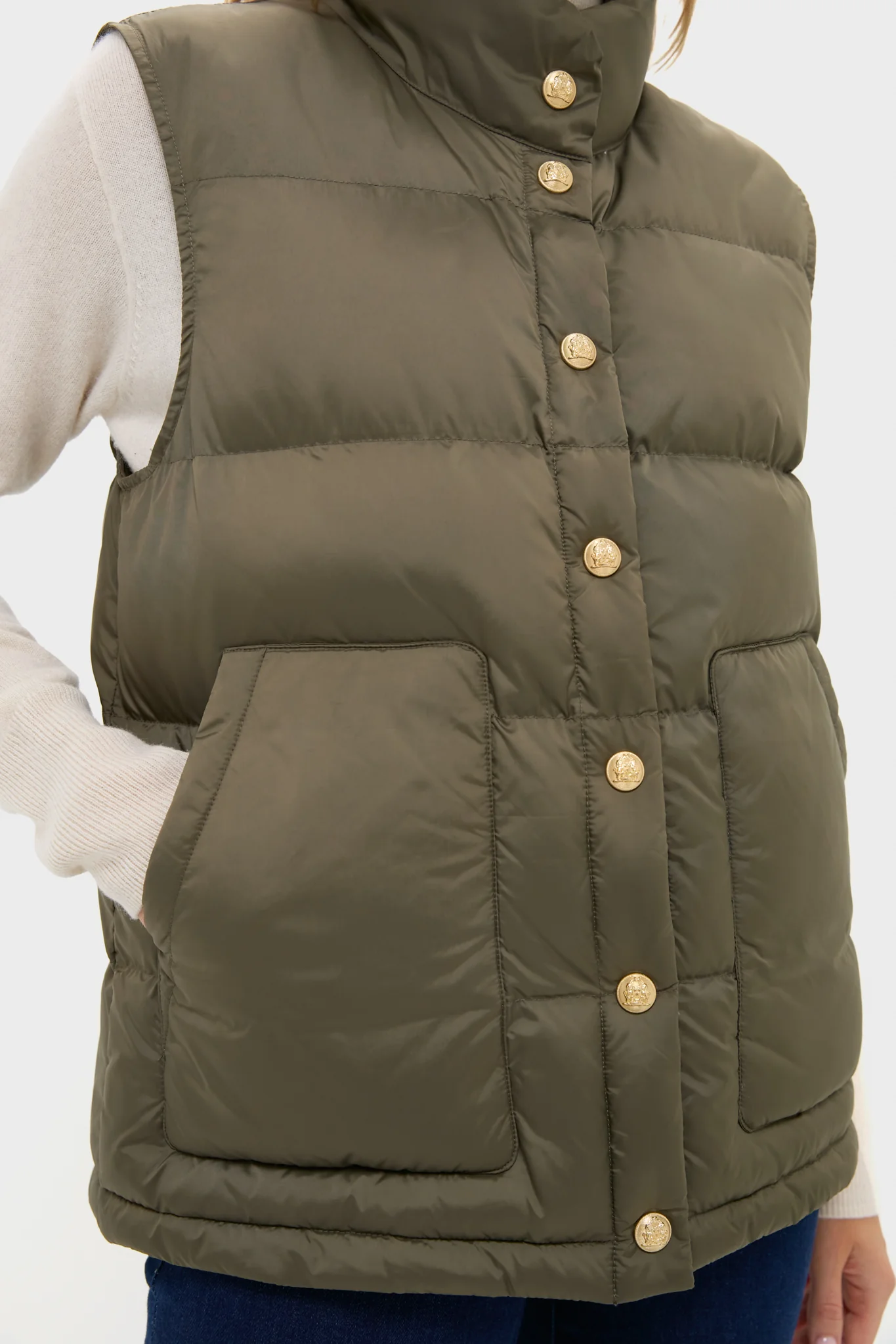 Olive Green Inez Puffer Vest - Image 5