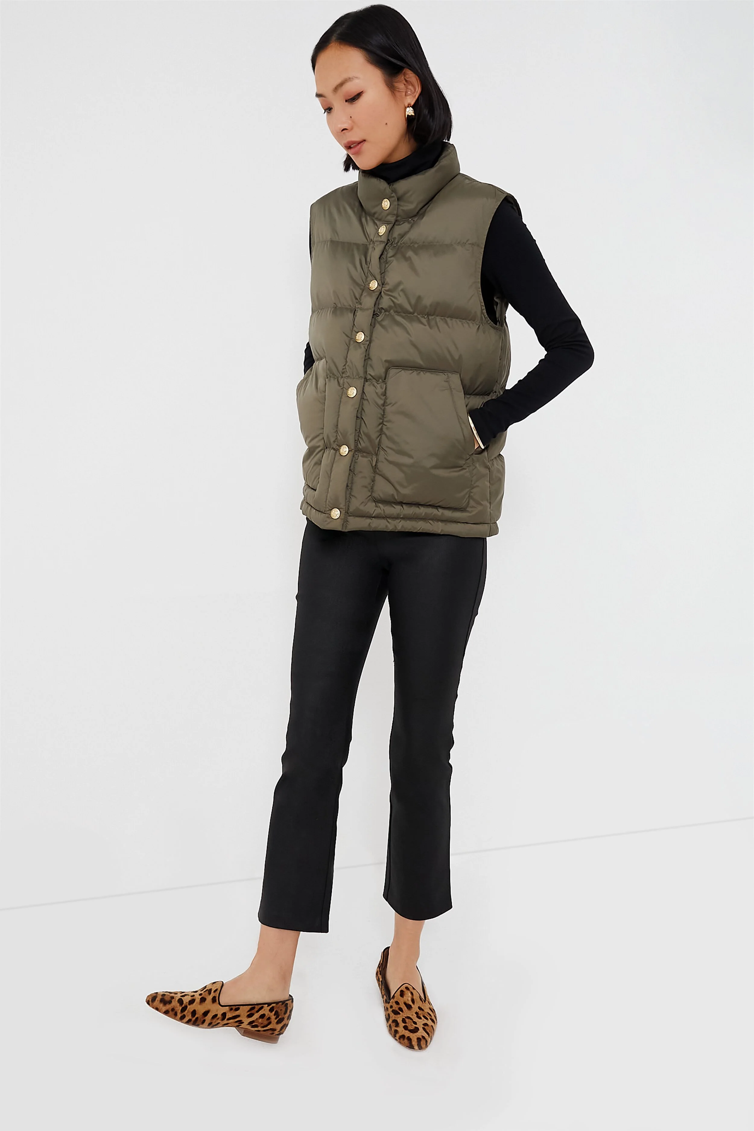 Olive Green Inez Puffer Vest - Image 6