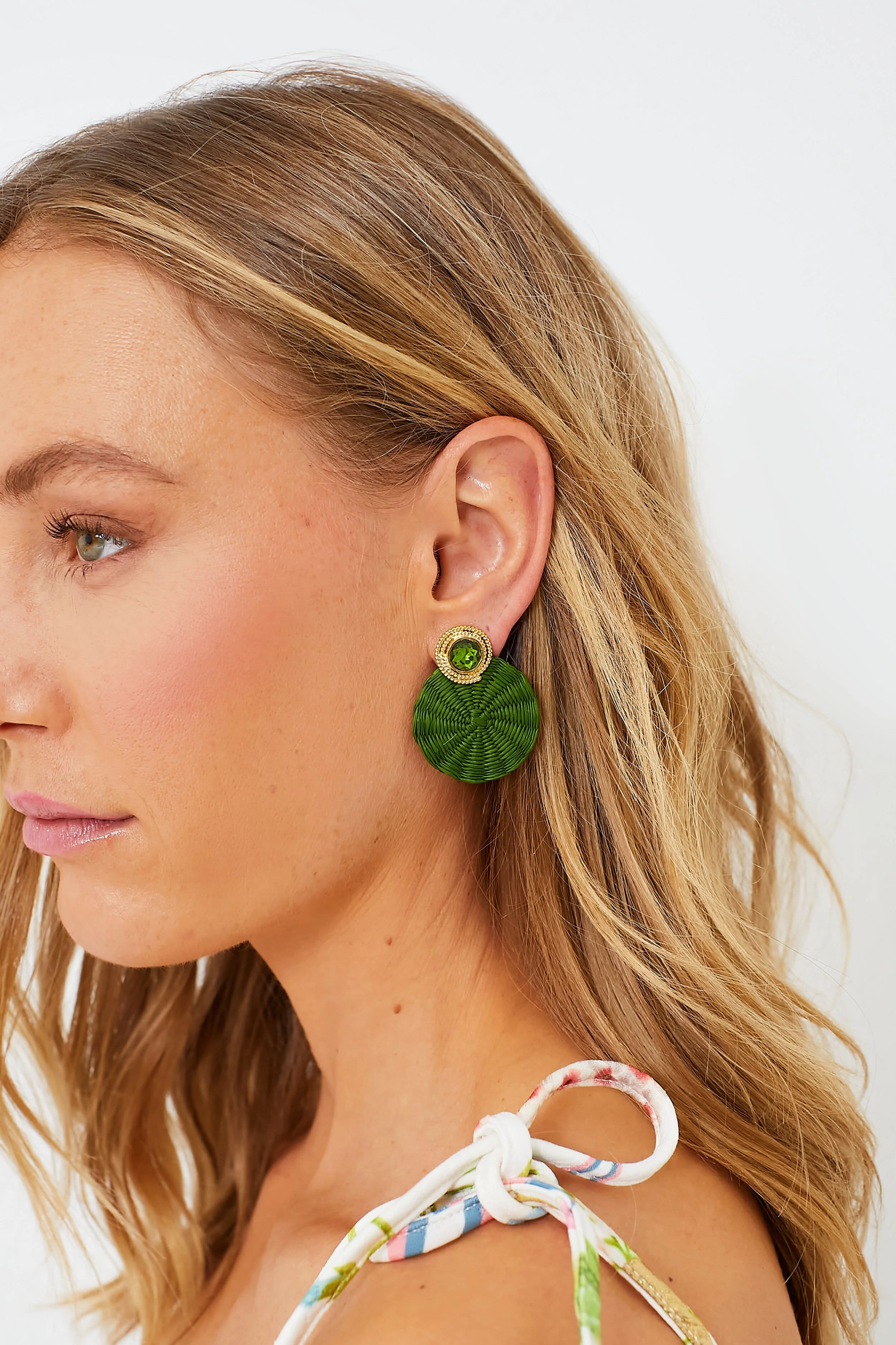 Olive Green Iraca Dulcinea Studs - Image 2