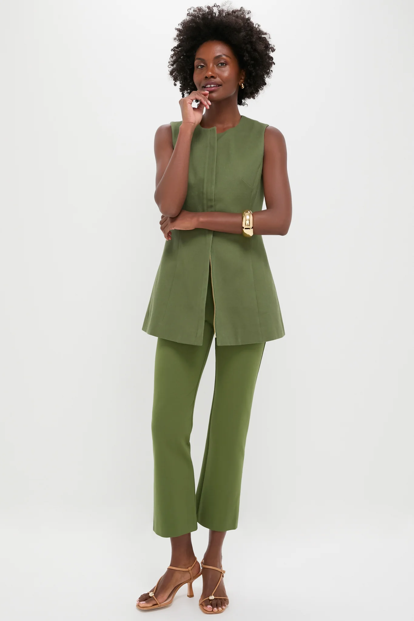 Olive Green Ponte Ashford Pants - Image 6