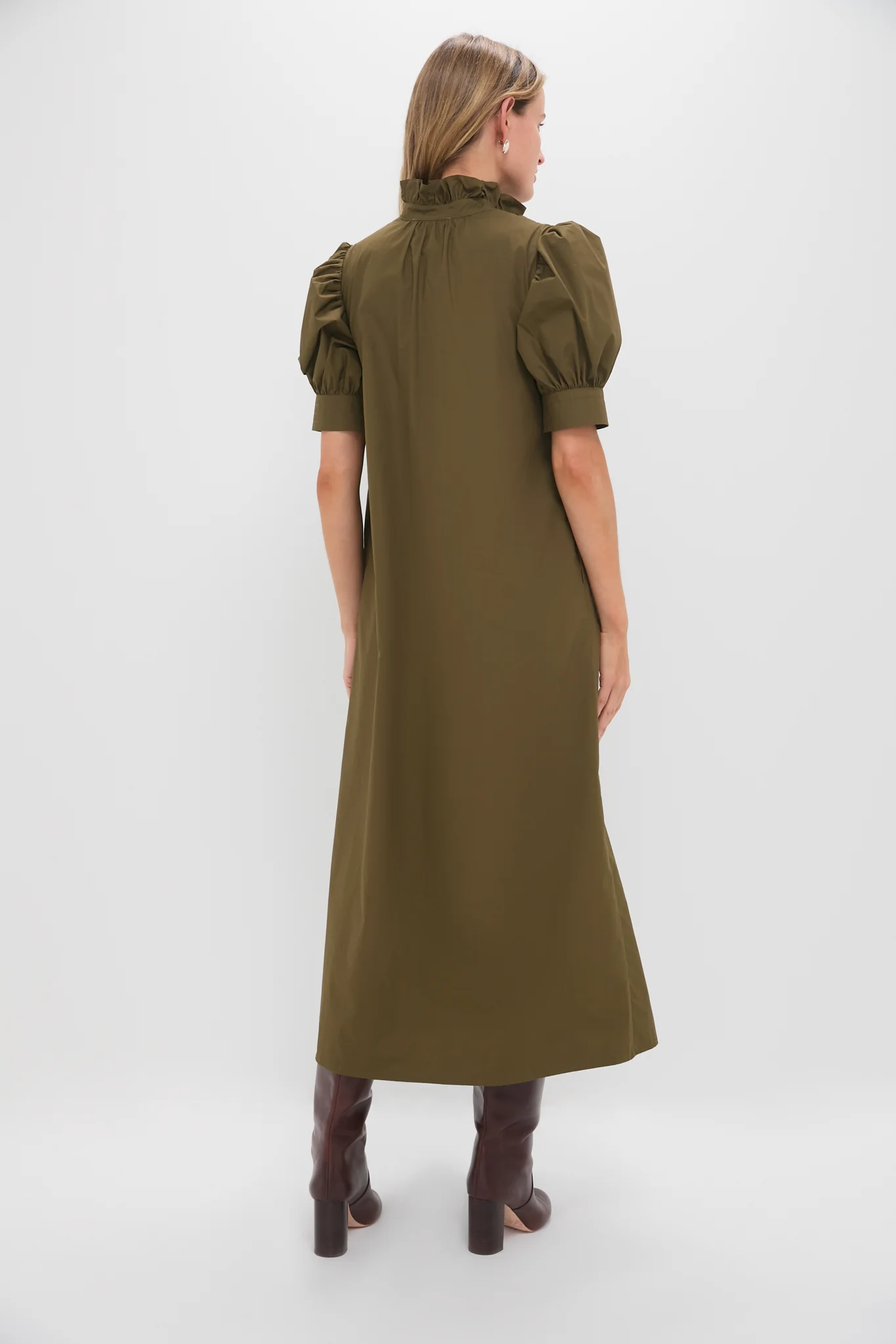 Olive Green Ruffle Collar Louisa Maxi Dress - Image 4