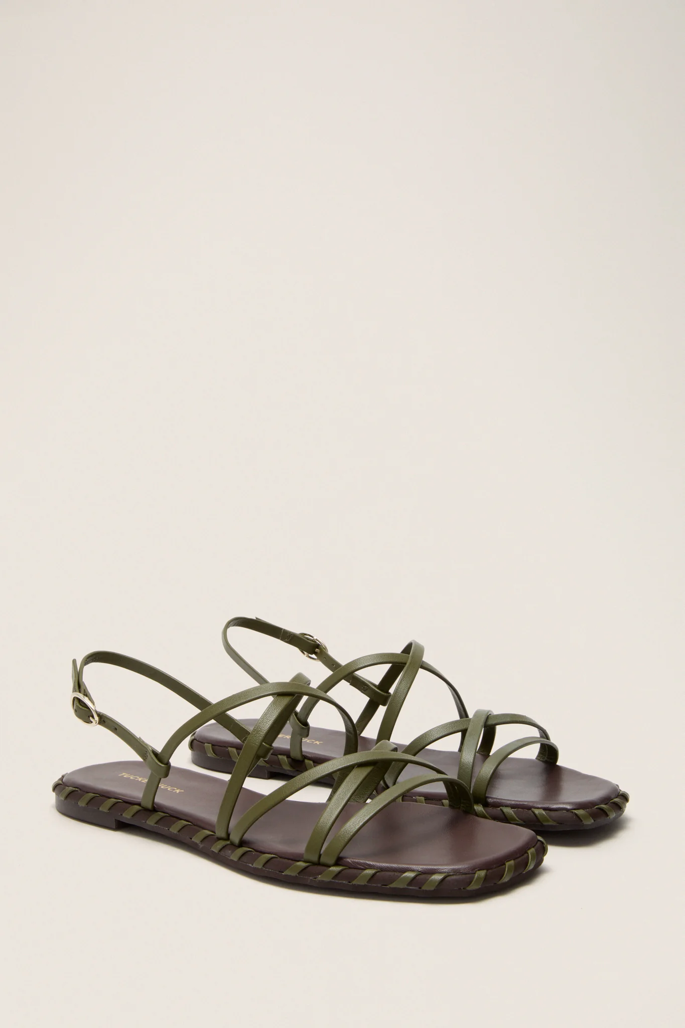 Olive Leather Marley Sandals - Image 4