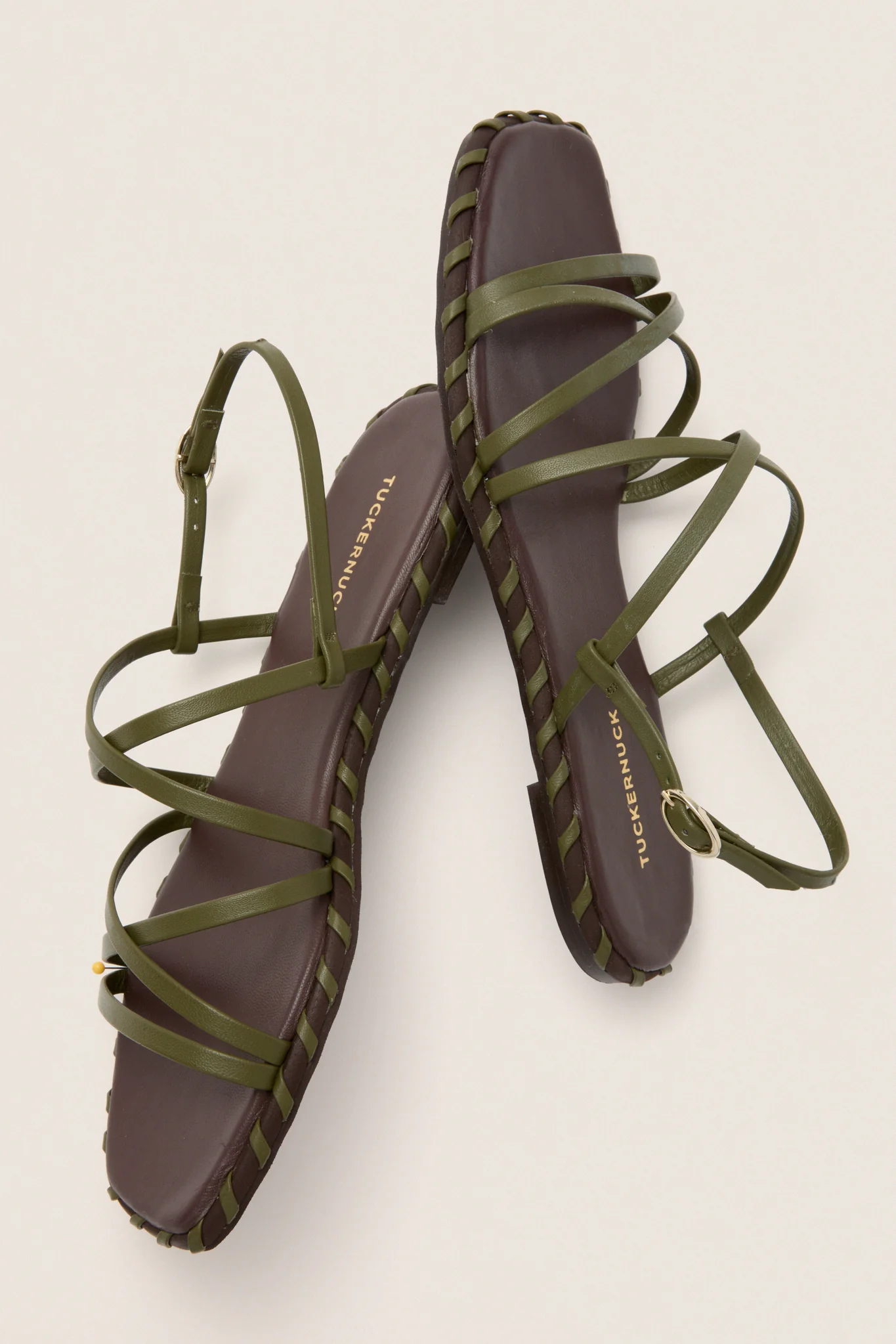 Olive Leather Marley Sandals - Image 5