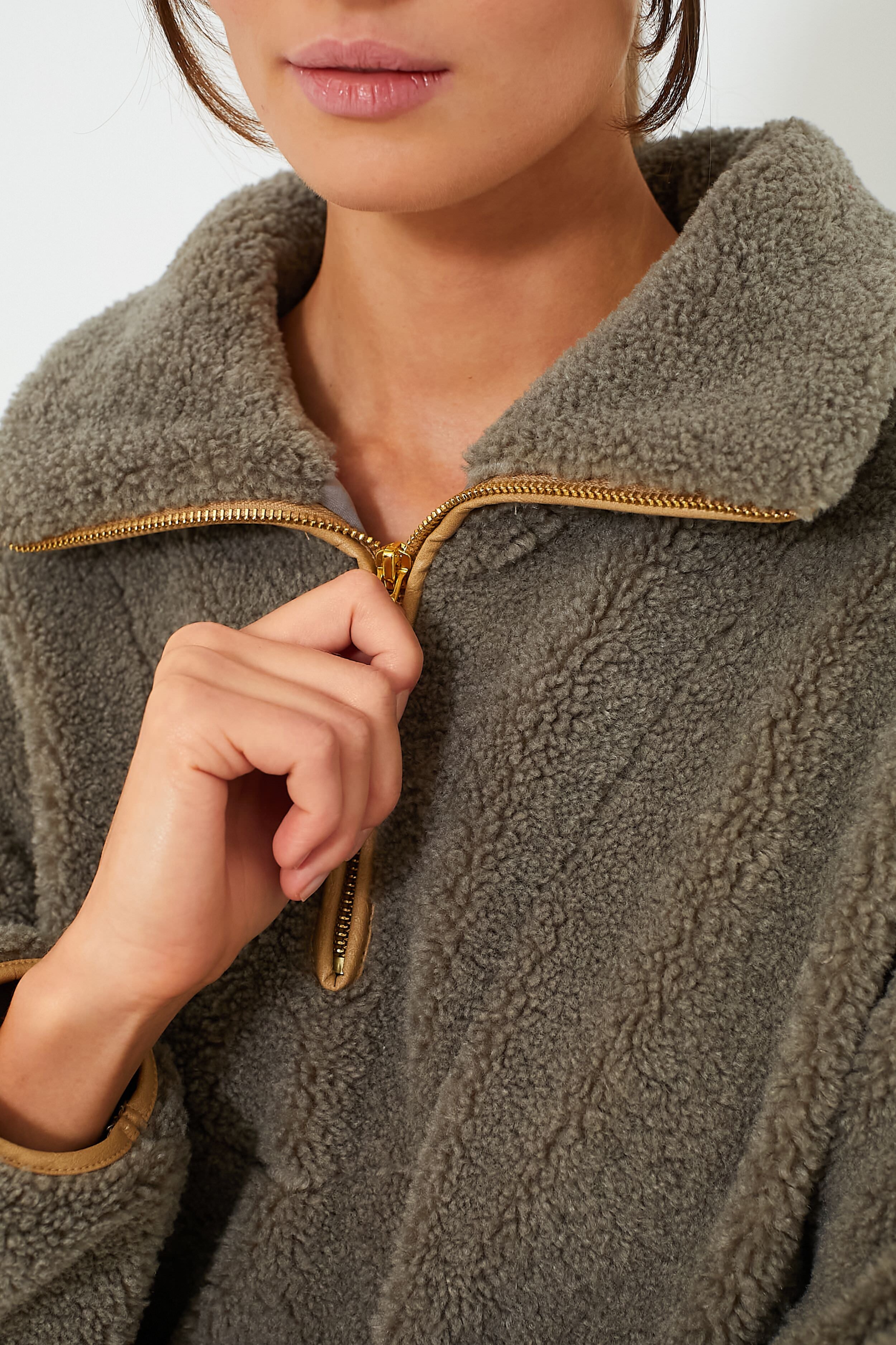 Olive Rhodes Shearling Quarter Zip - Image 5
