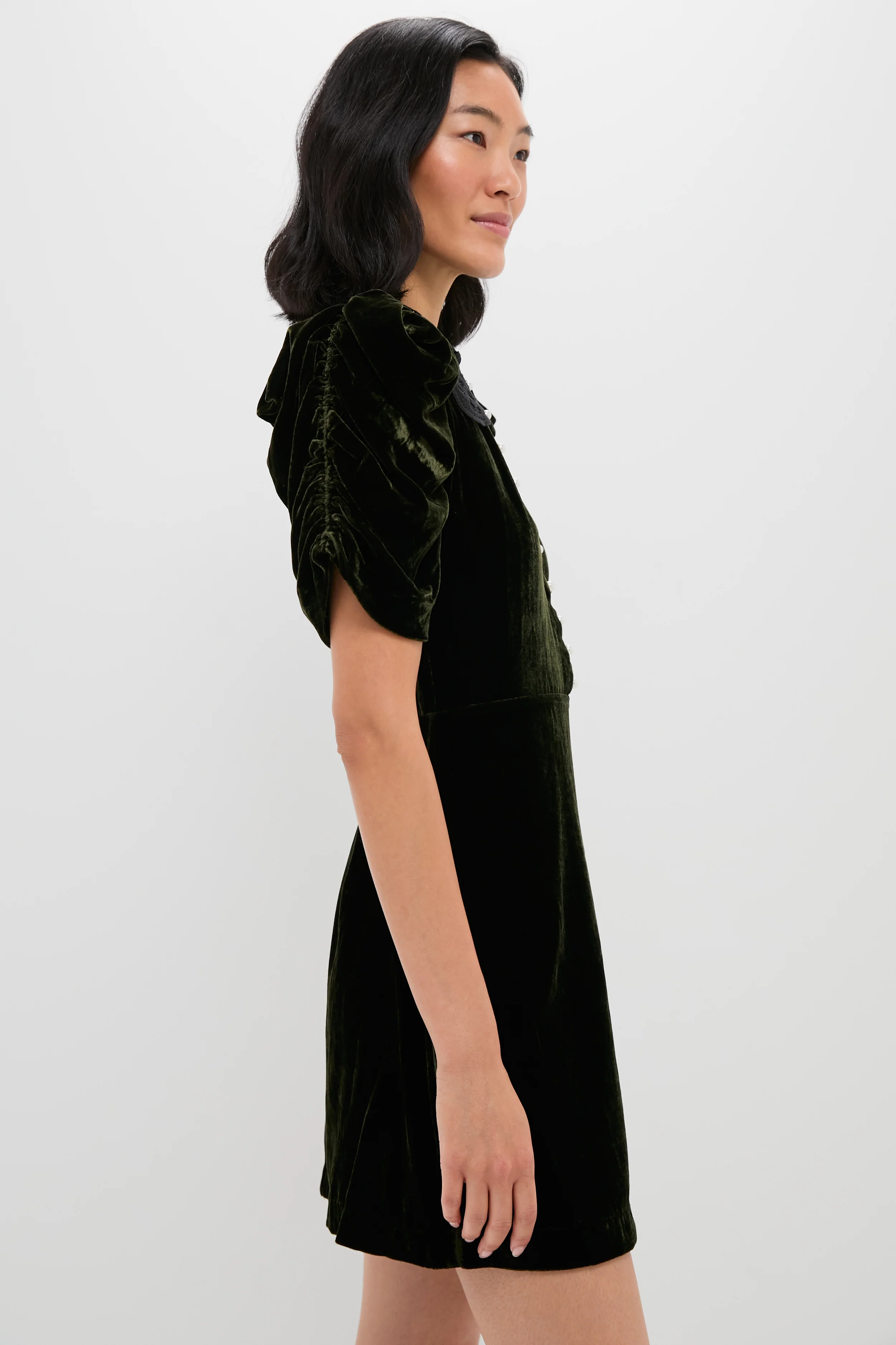 Olive Velvet Norabelle Short Sleeve Mini Dress - Image 3