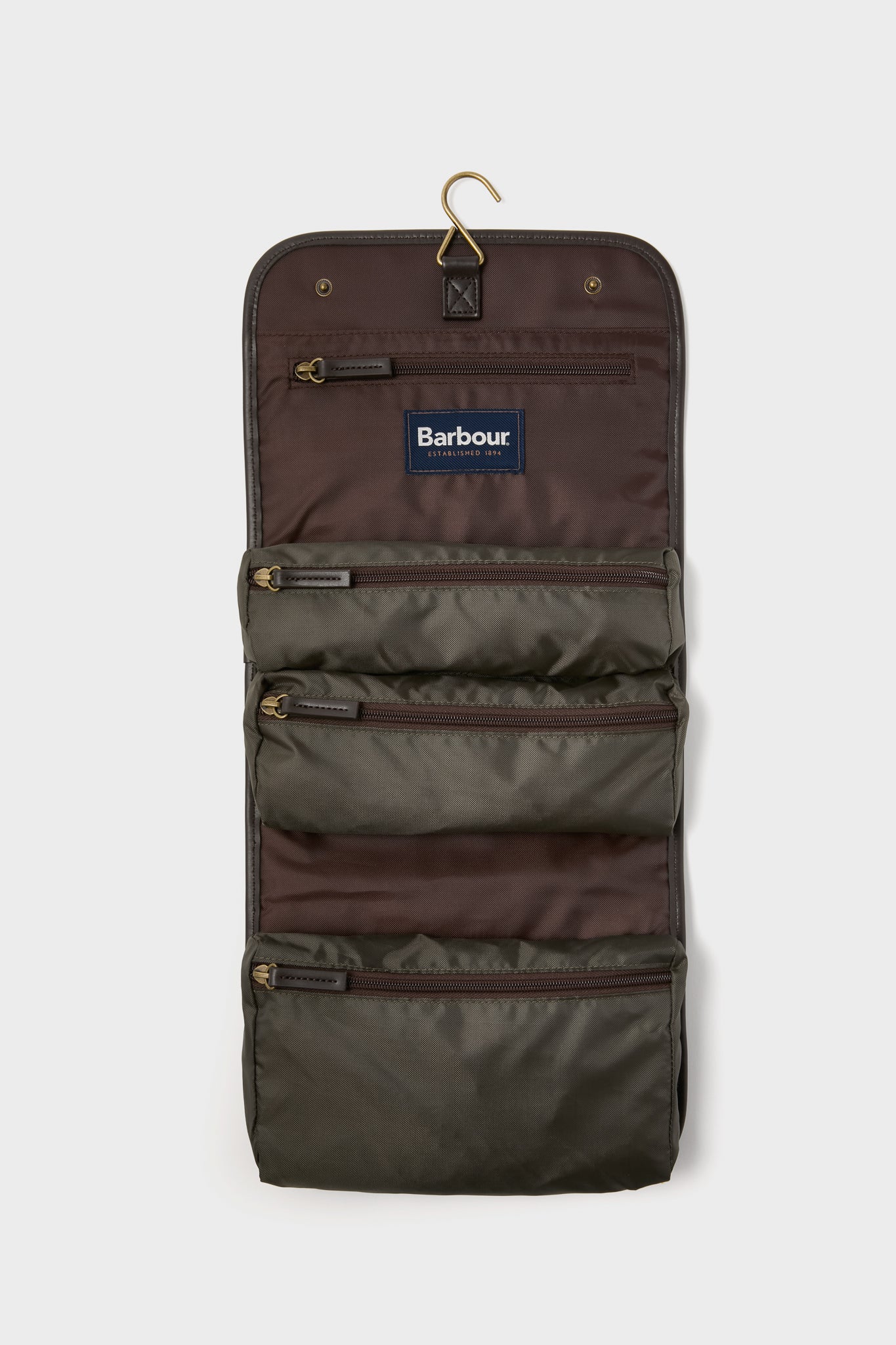 Olive Wax Hanging Washbag - Image 5