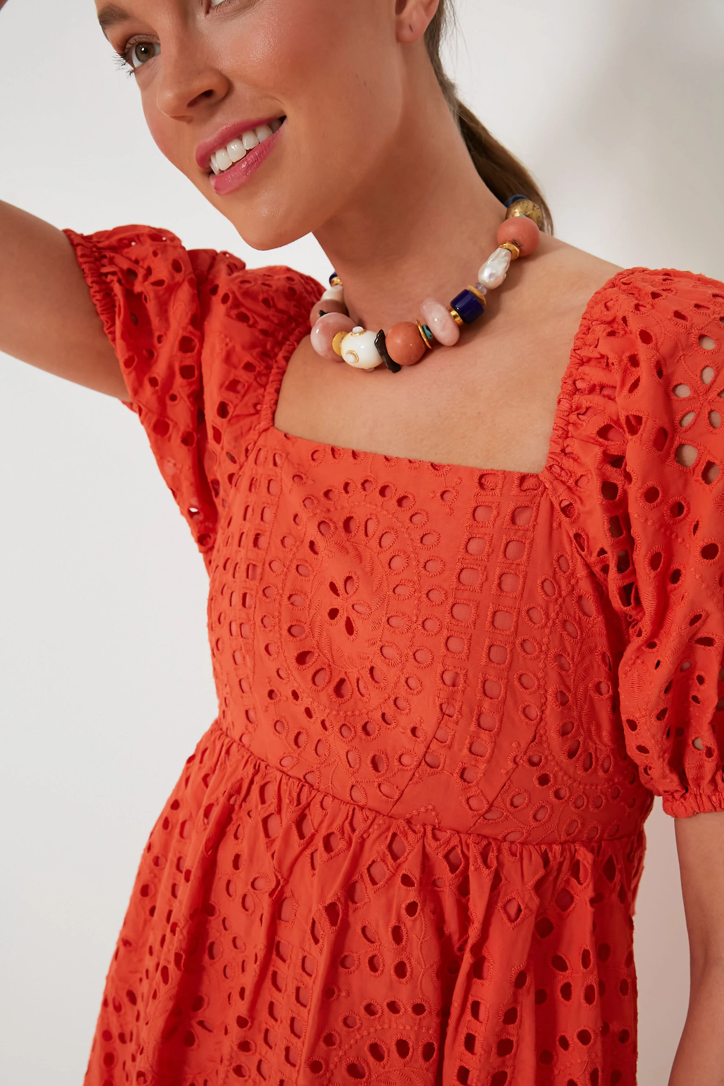 Orange Eyelet Clara Mini Dress - Image 2