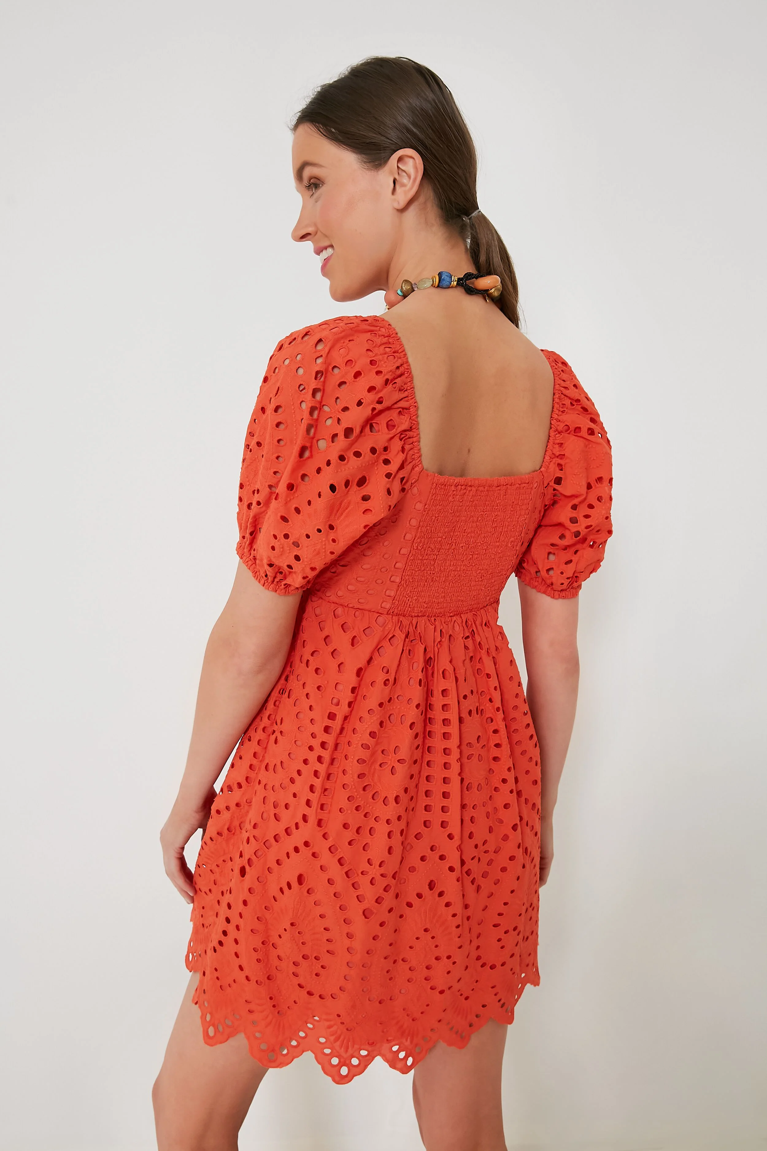 Orange Eyelet Clara Mini Dress - Image 5