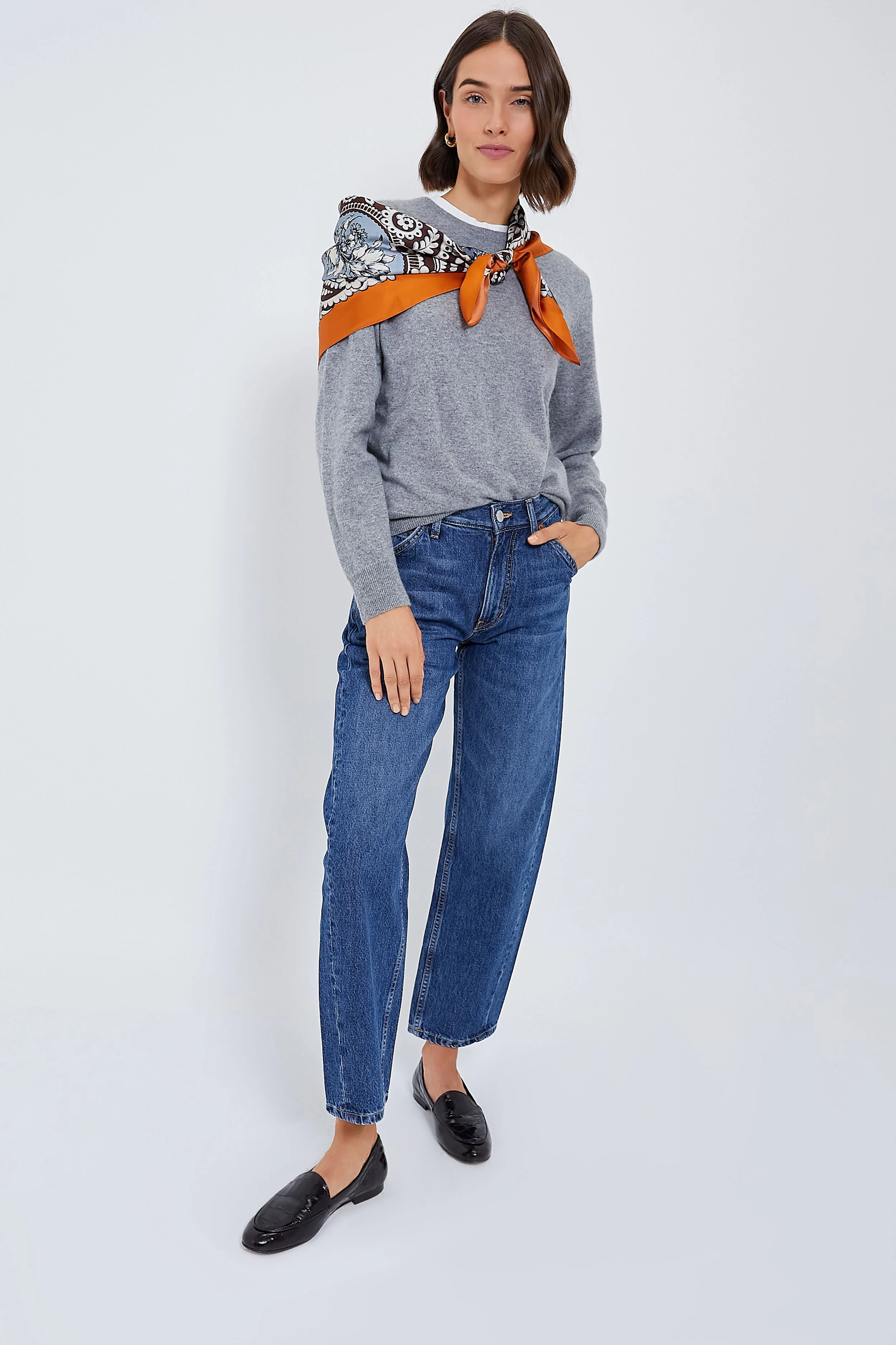 Orange Filigree Medium Silk Scarf - Image 3