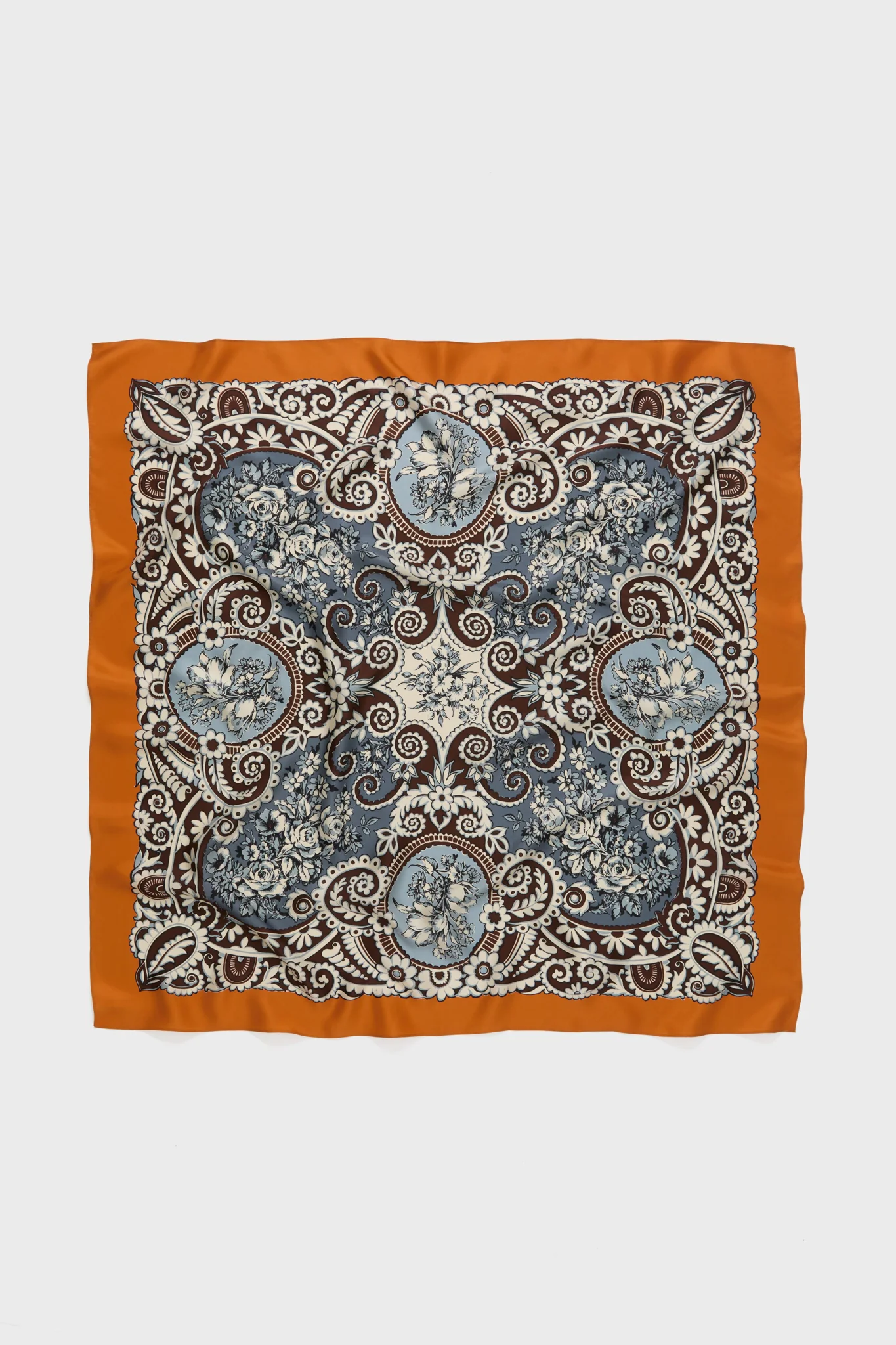 Orange Filigree Medium Silk Scarf - Image 4