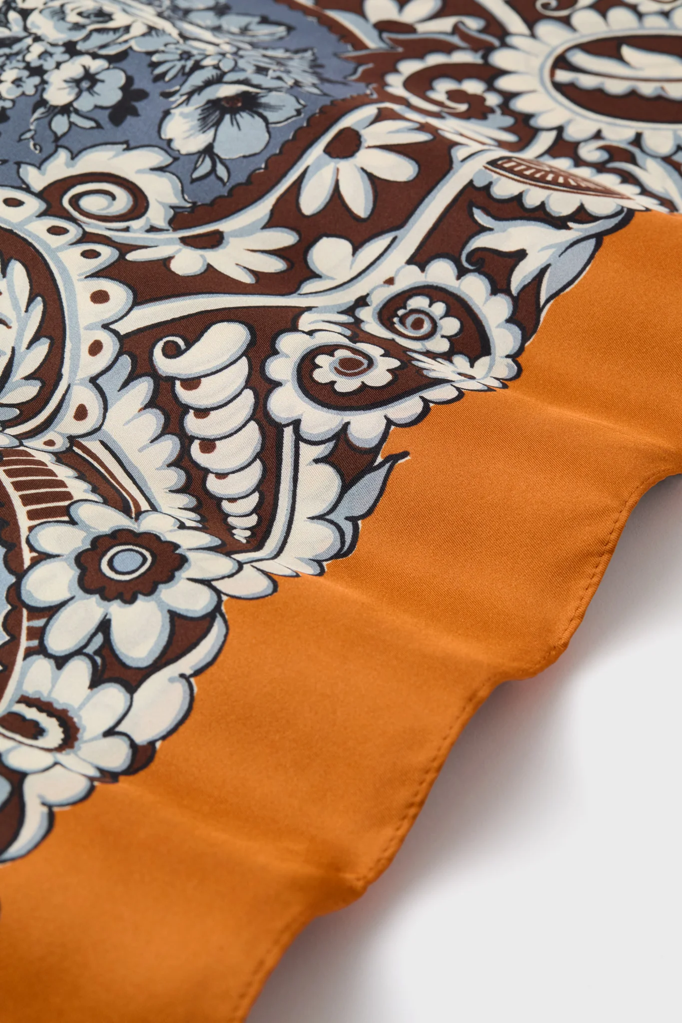 Orange Filigree Medium Silk Scarf - Image 5