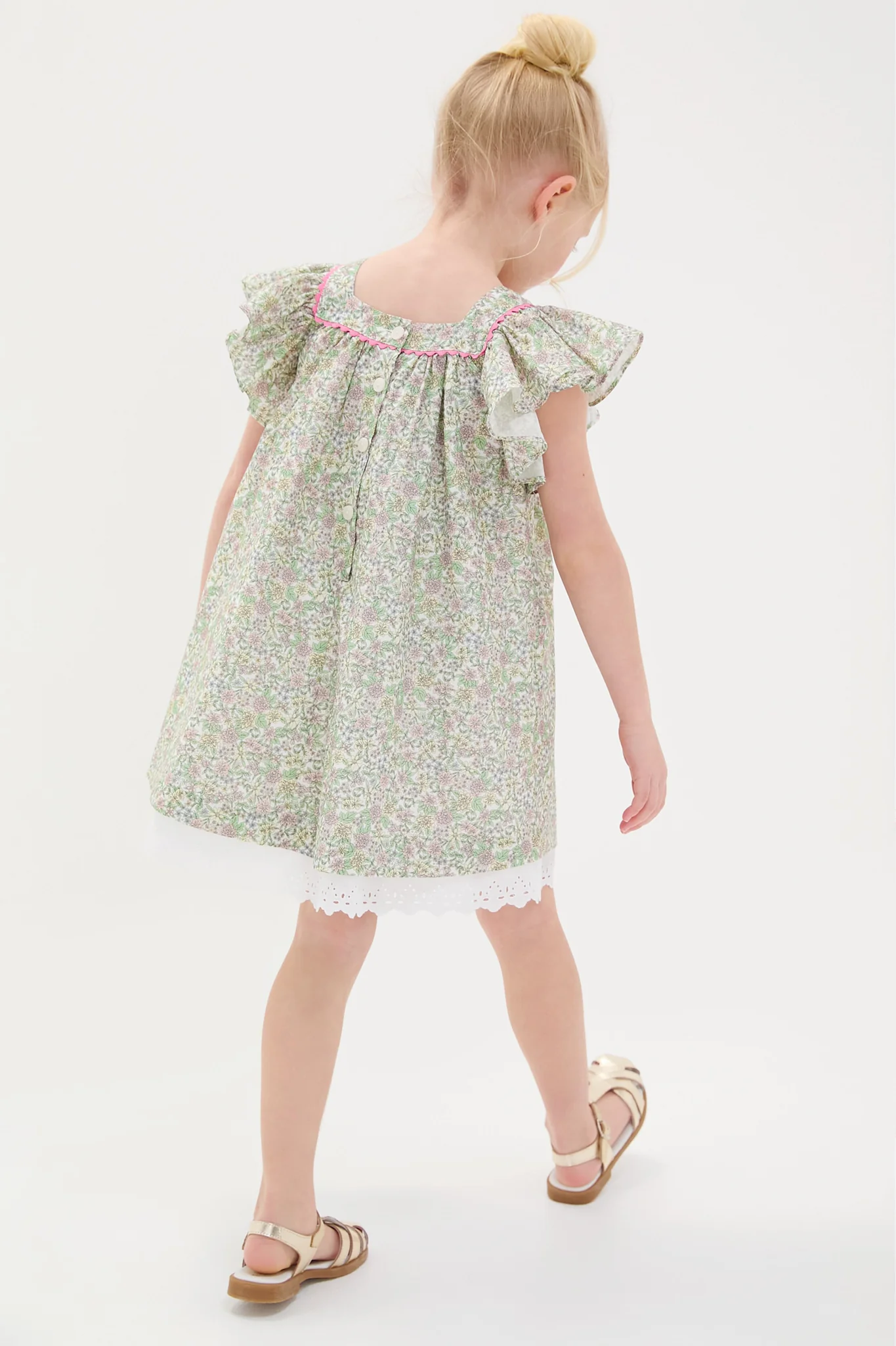 Orange Floral Ocra A-Line Dress - Image 3
