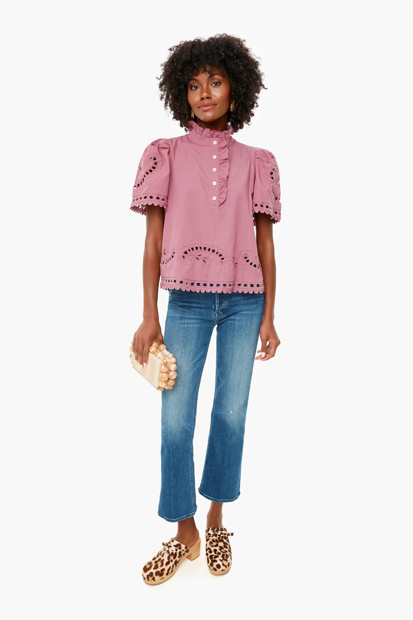 Orchid Santos Eyelet Short Sleeve Top - Image 2
