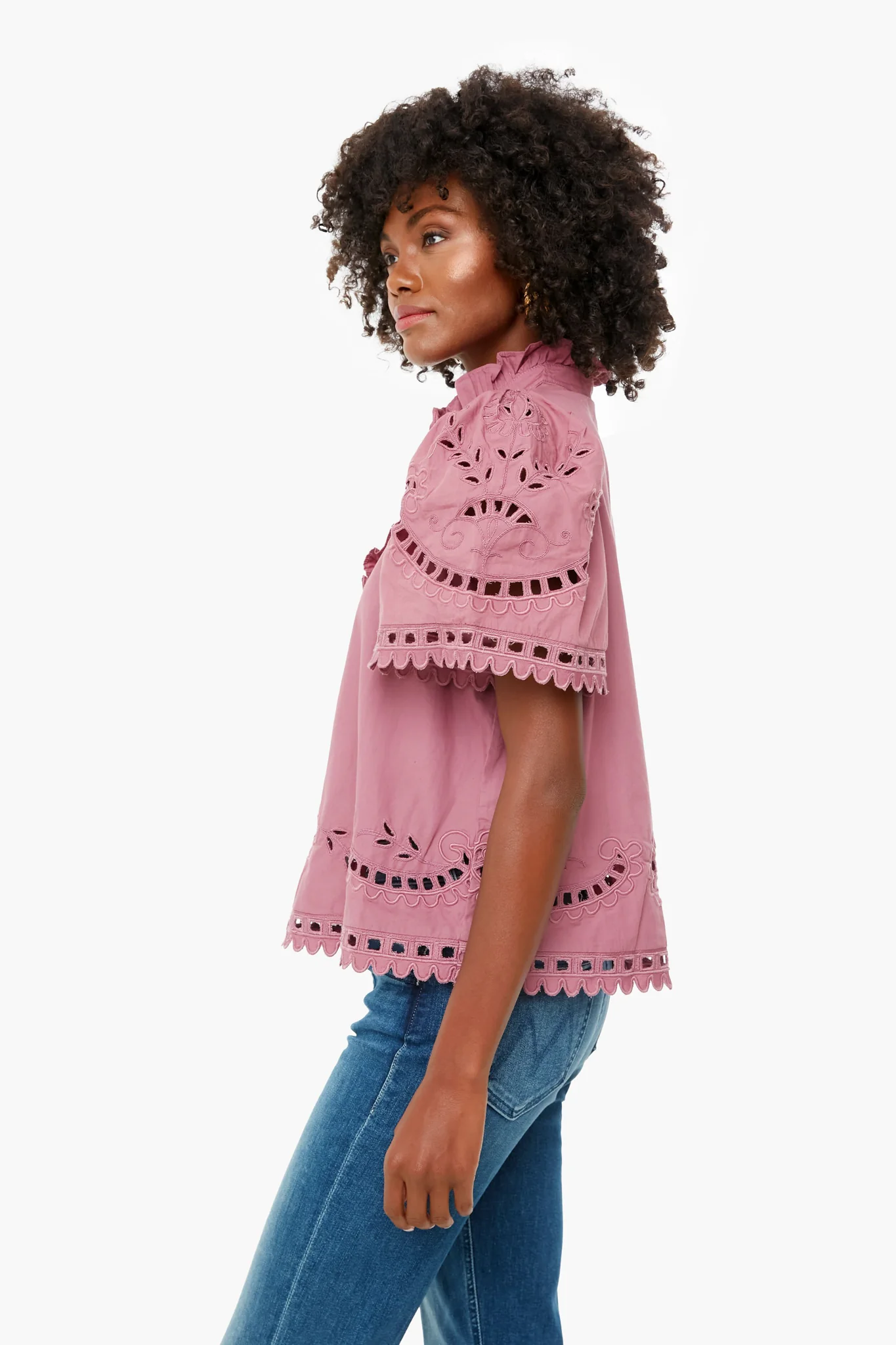 Orchid Santos Eyelet Short Sleeve Top - Image 3