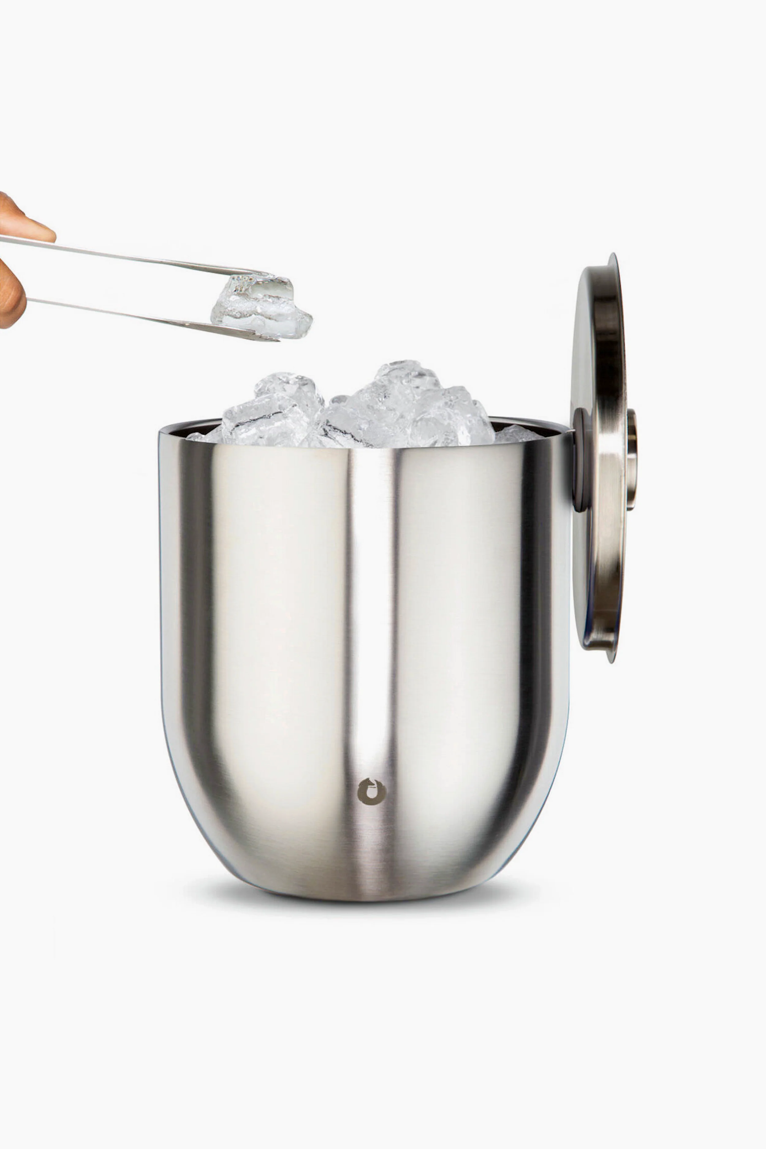 Original Stainless Steel Ice Bucket with Lid and Tongs - Image 2