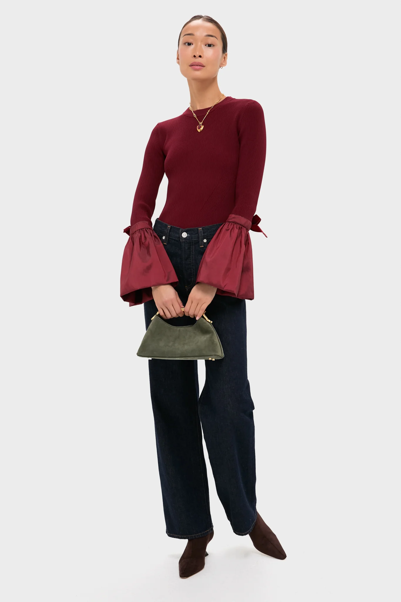 Oxblood Agata Long Sleeve Top - Image 2