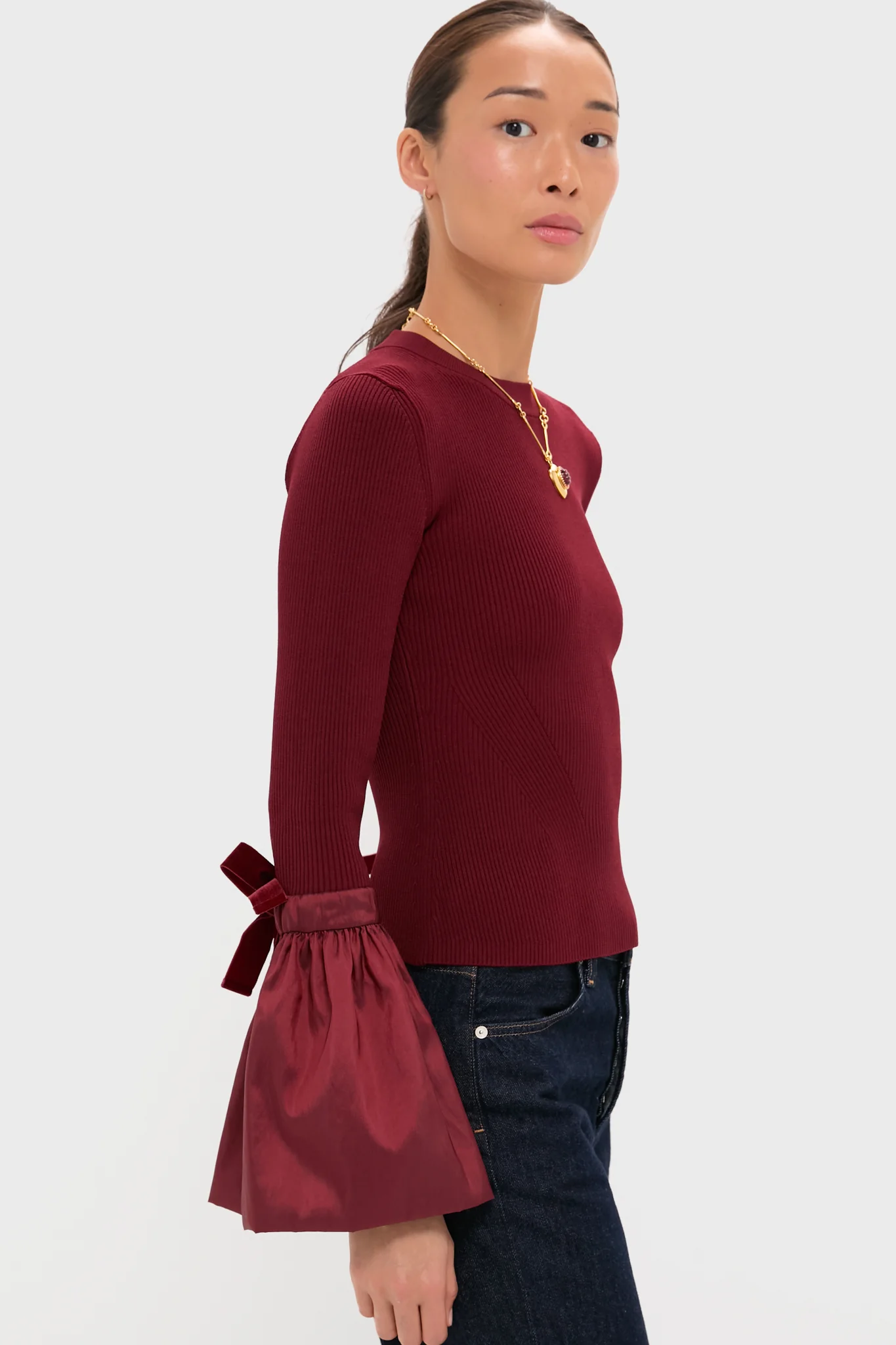 Oxblood Agata Long Sleeve Top - Image 3