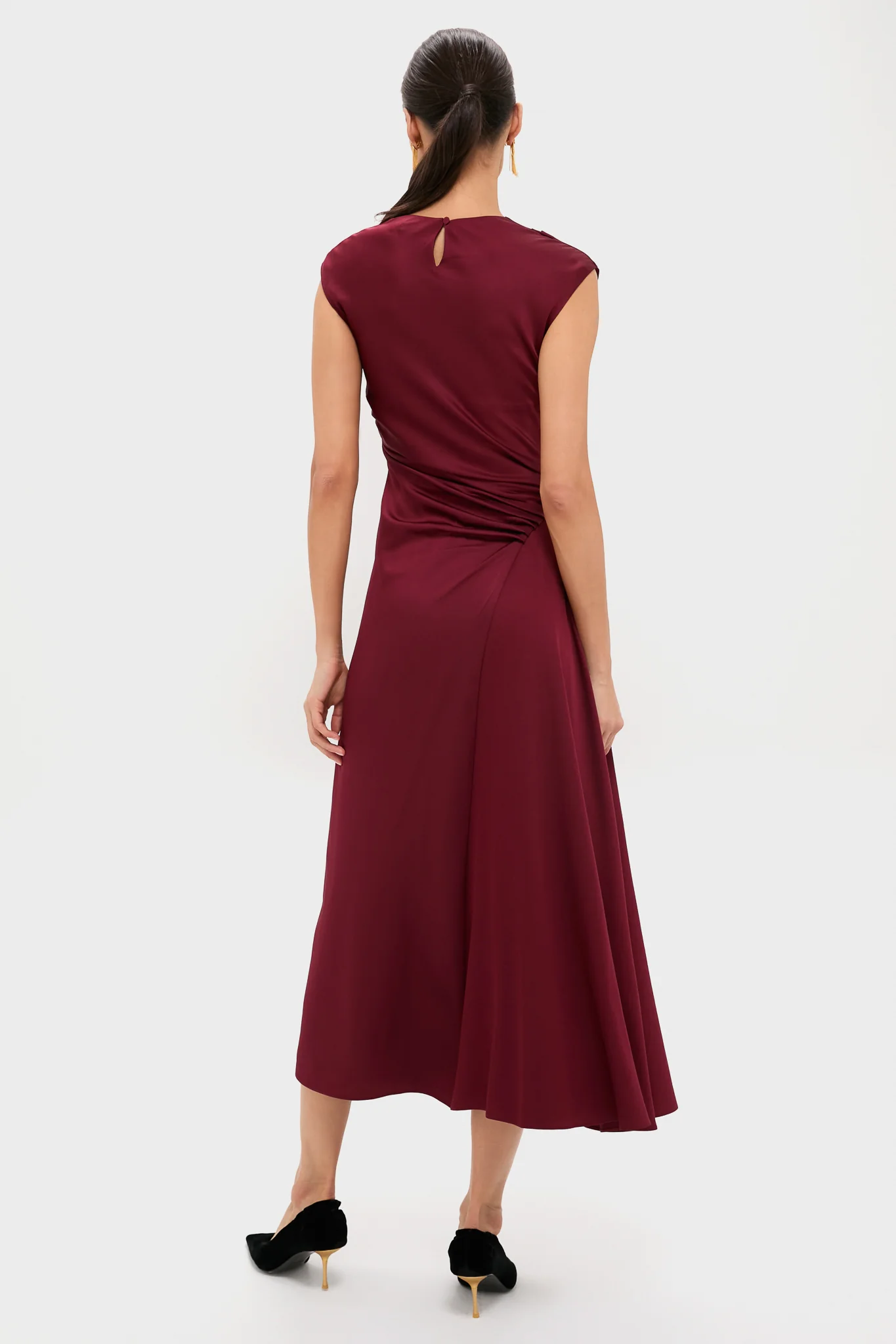 Oxblood Burke Draped Midi Dress - Image 4
