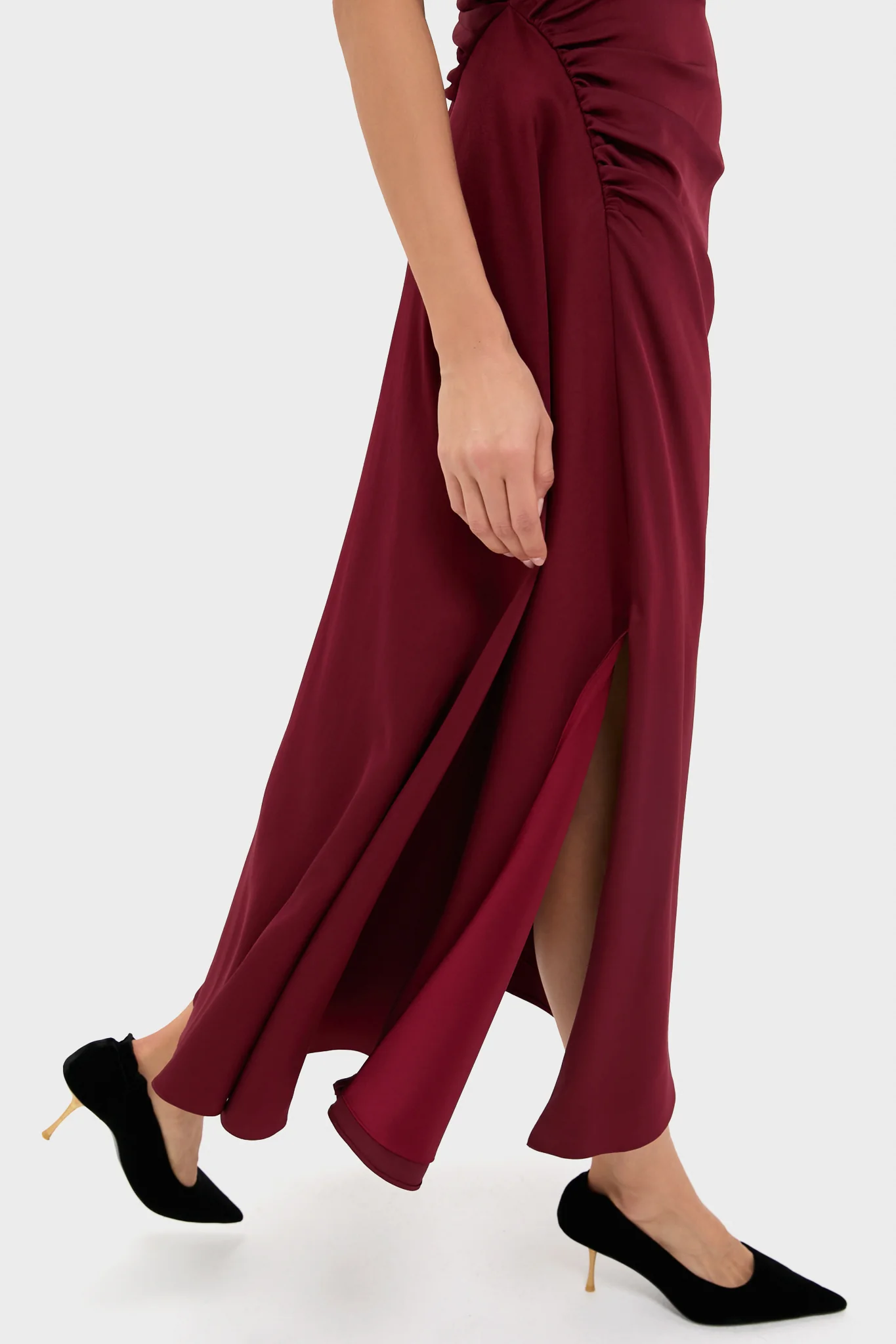 Oxblood Burke Draped Midi Dress - Image 6