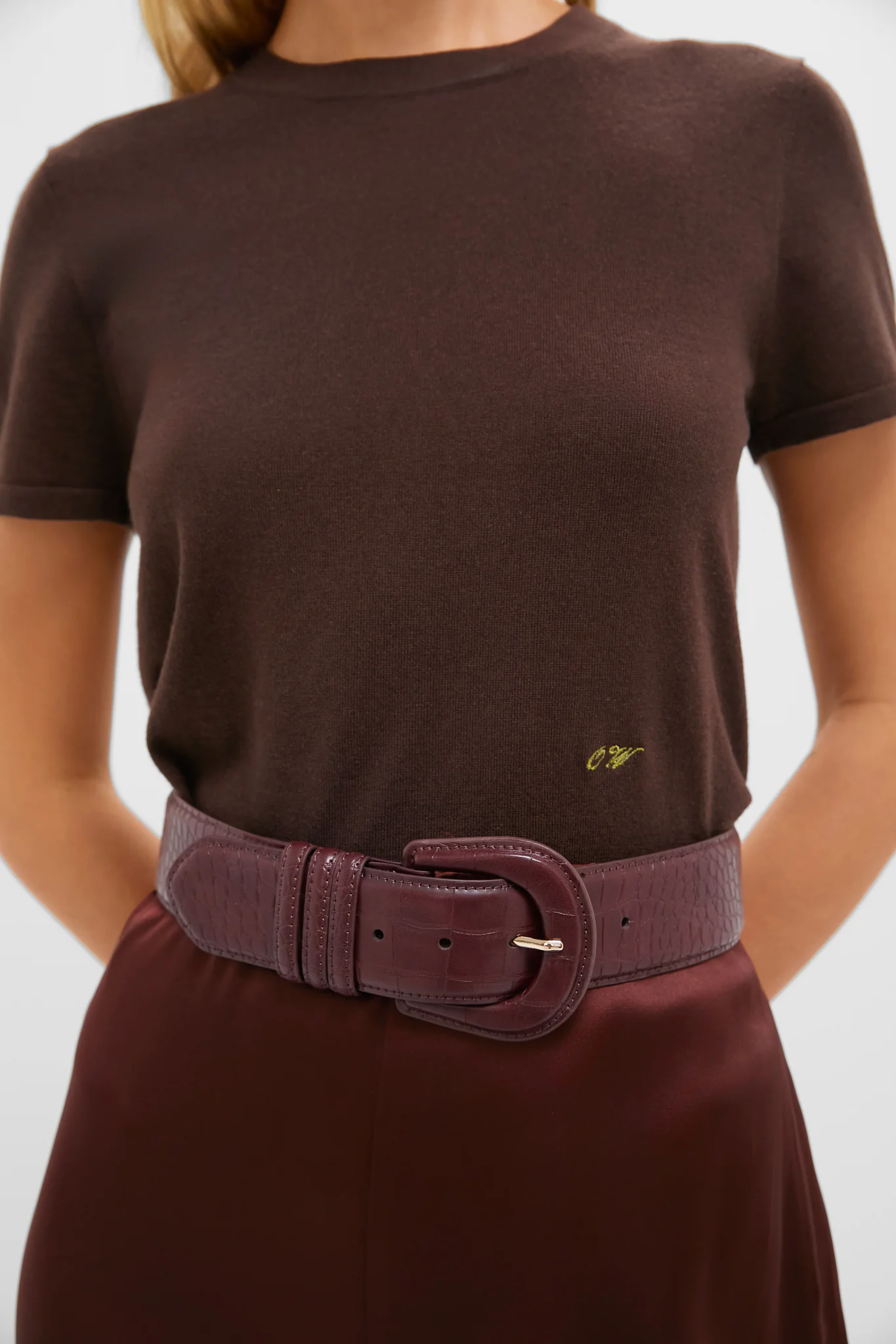Oxblood Croc-Embossed Waist Belt - Image 2