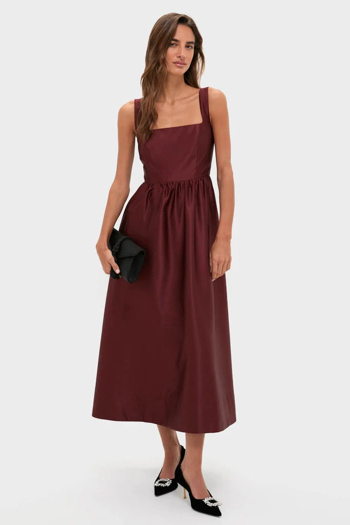 Oxblood Dupioni Bow Esme Dress - Image 2