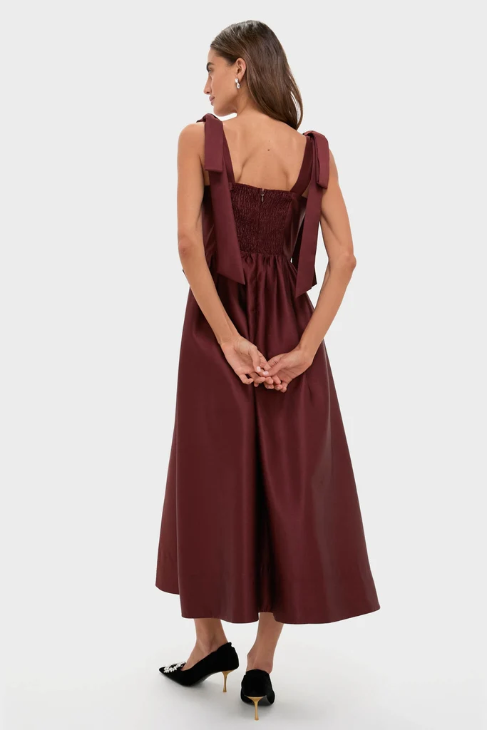 Oxblood Dupioni Bow Esme Dress - Image 4