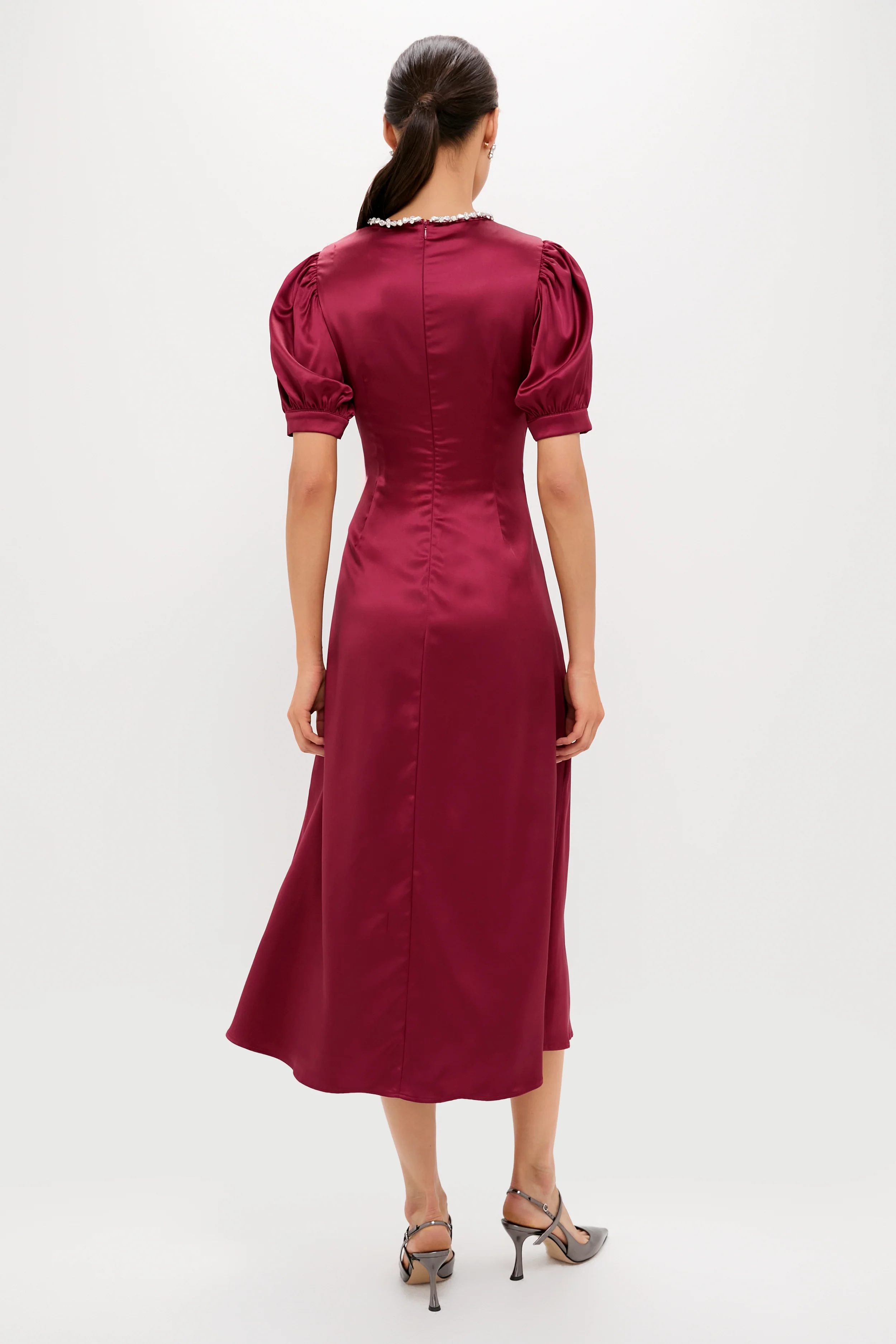Oxblood Embellished Sappho Midi Dress - Image 5