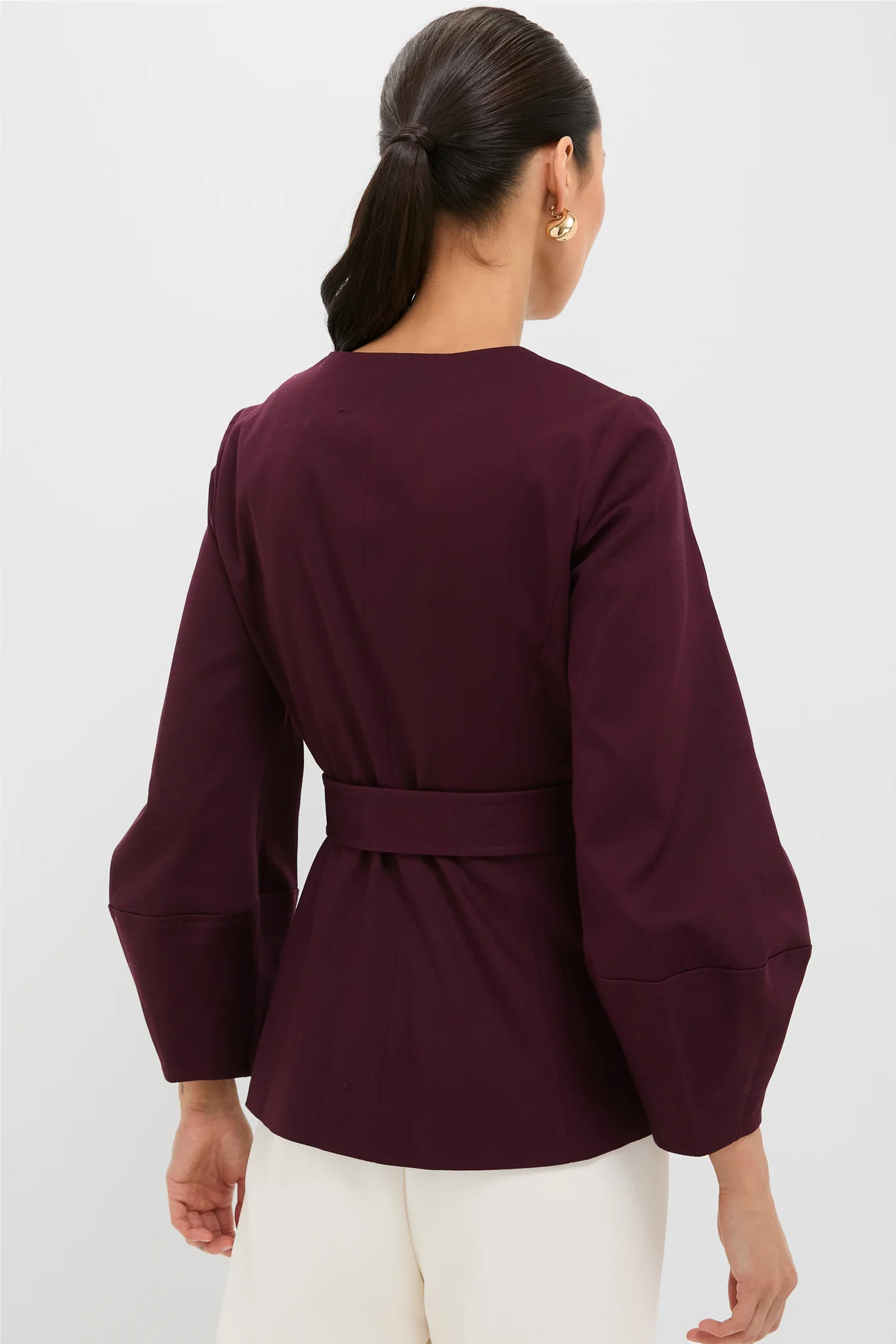 Oxblood Long Sleeve Structured Rhoda Tunic Top - Image 4