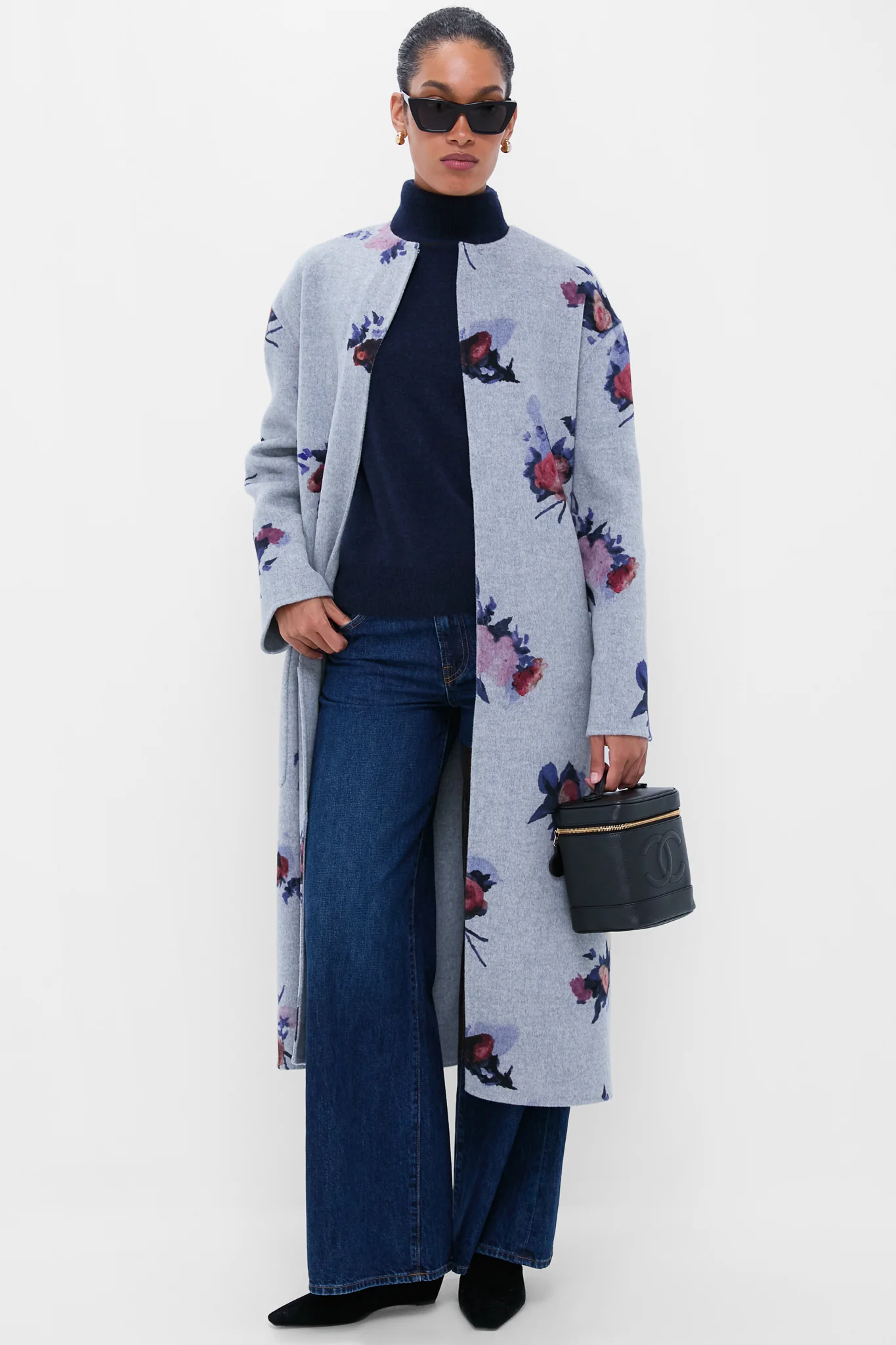 Painted Rose Grey Melange Oversize Belted Coat - Image 7