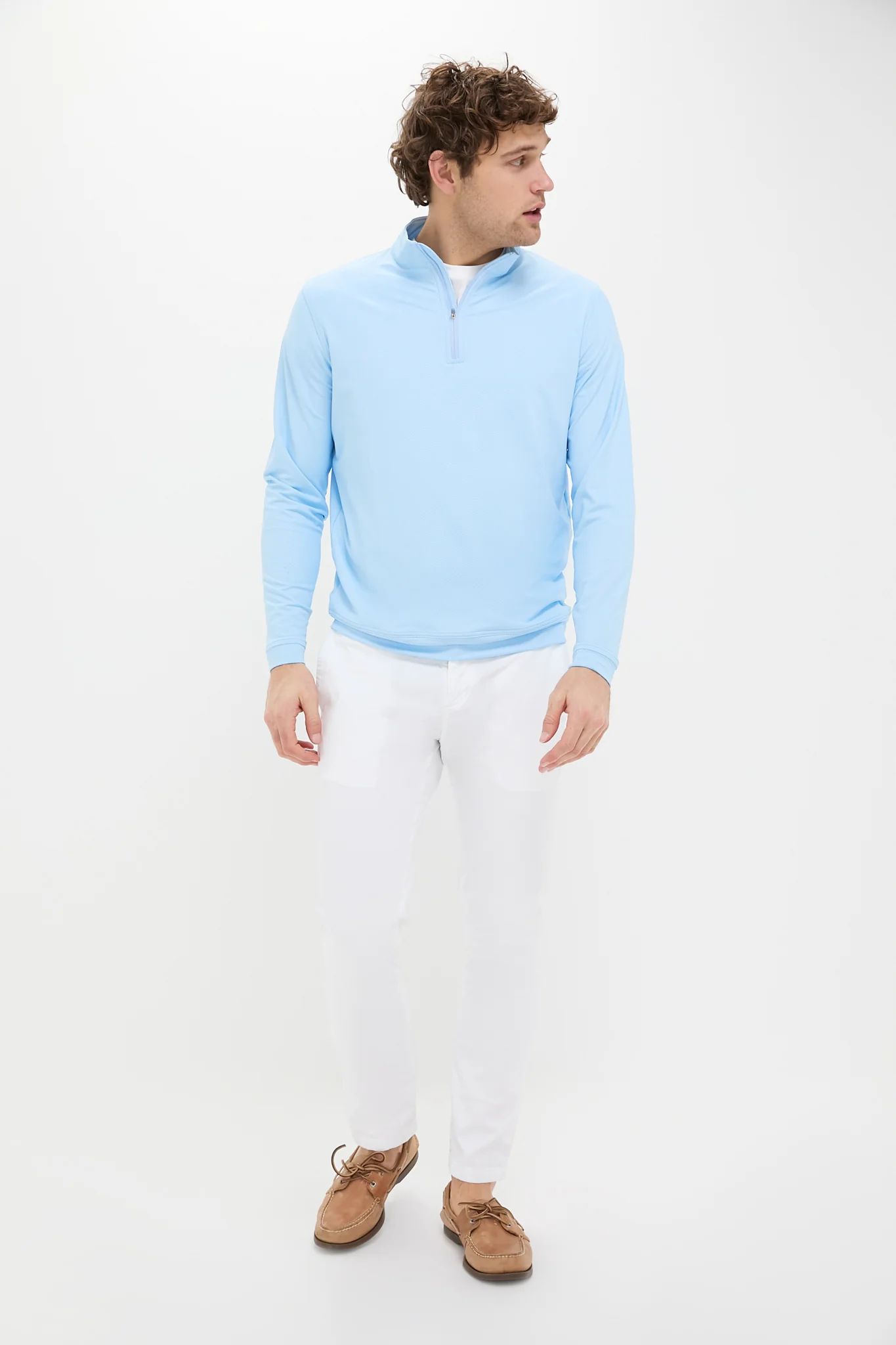 Pale Blue Perth Birdseye Performance Quarter-Zip - Image 2