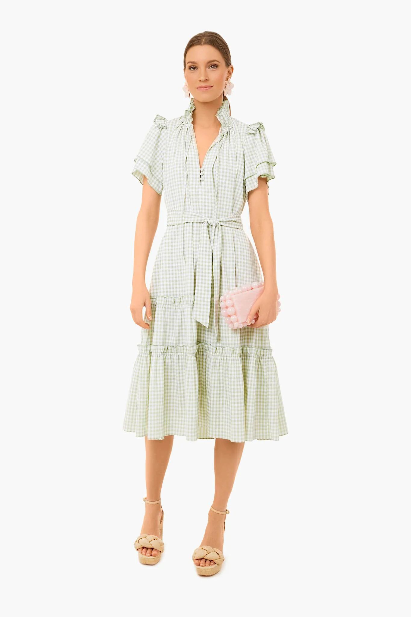 Pale Green Check Matthews Dress - Image 2