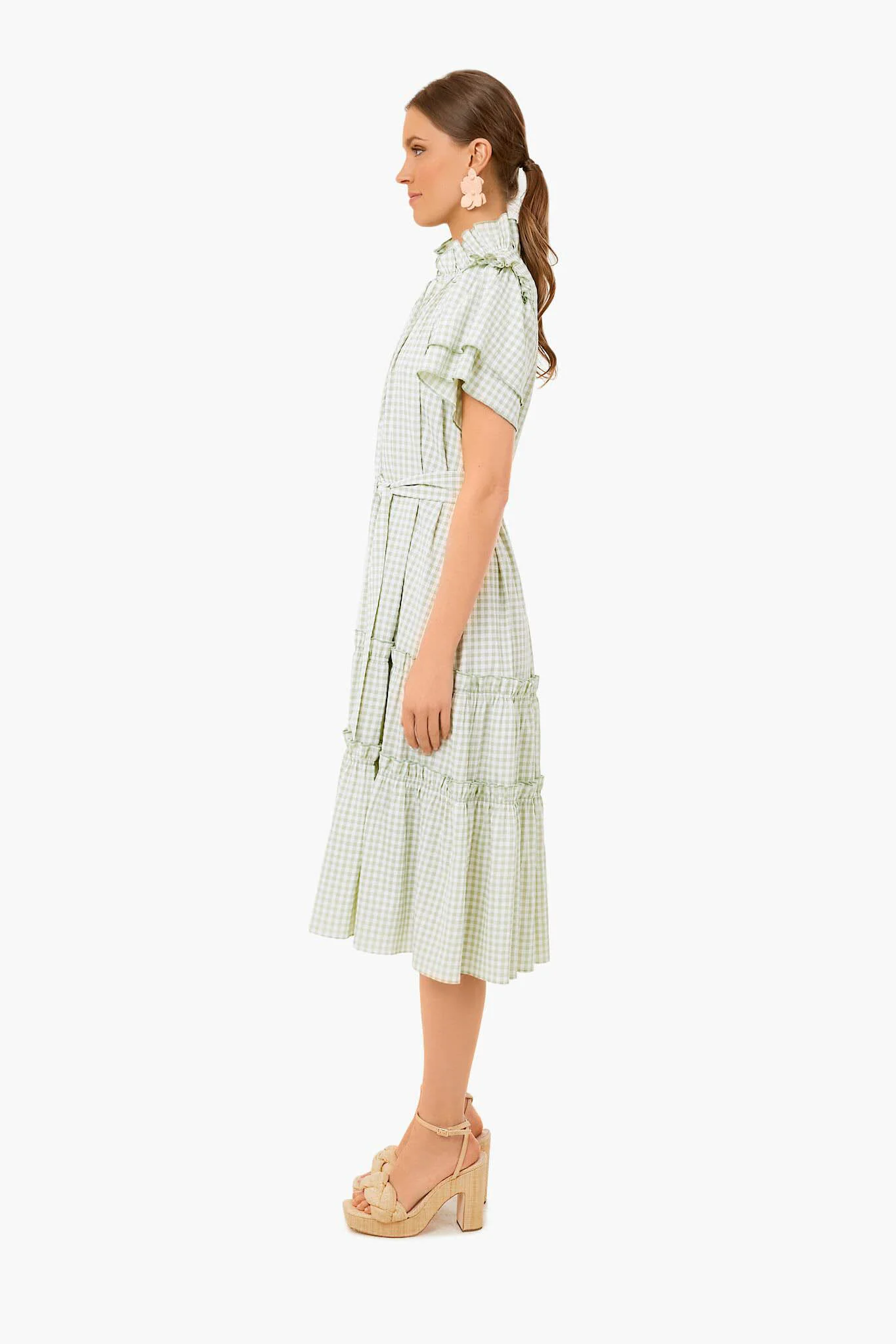 Pale Green Check Matthews Dress - Image 3